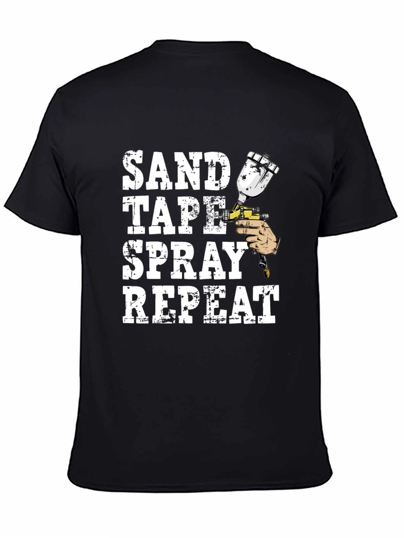 Sand Tape Spray Repeat Black T-Shirt
