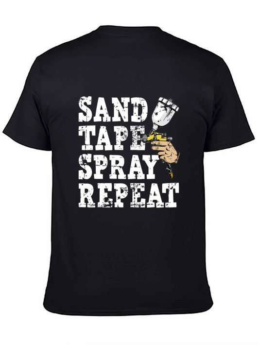 Sand Tape Spray Repeat Black T-Shirt
