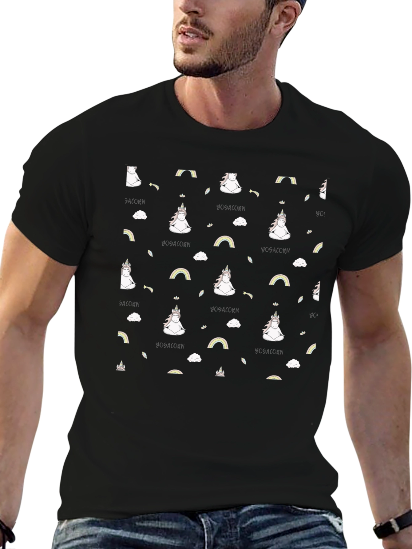Yoga Unicorn Black T-Shirt