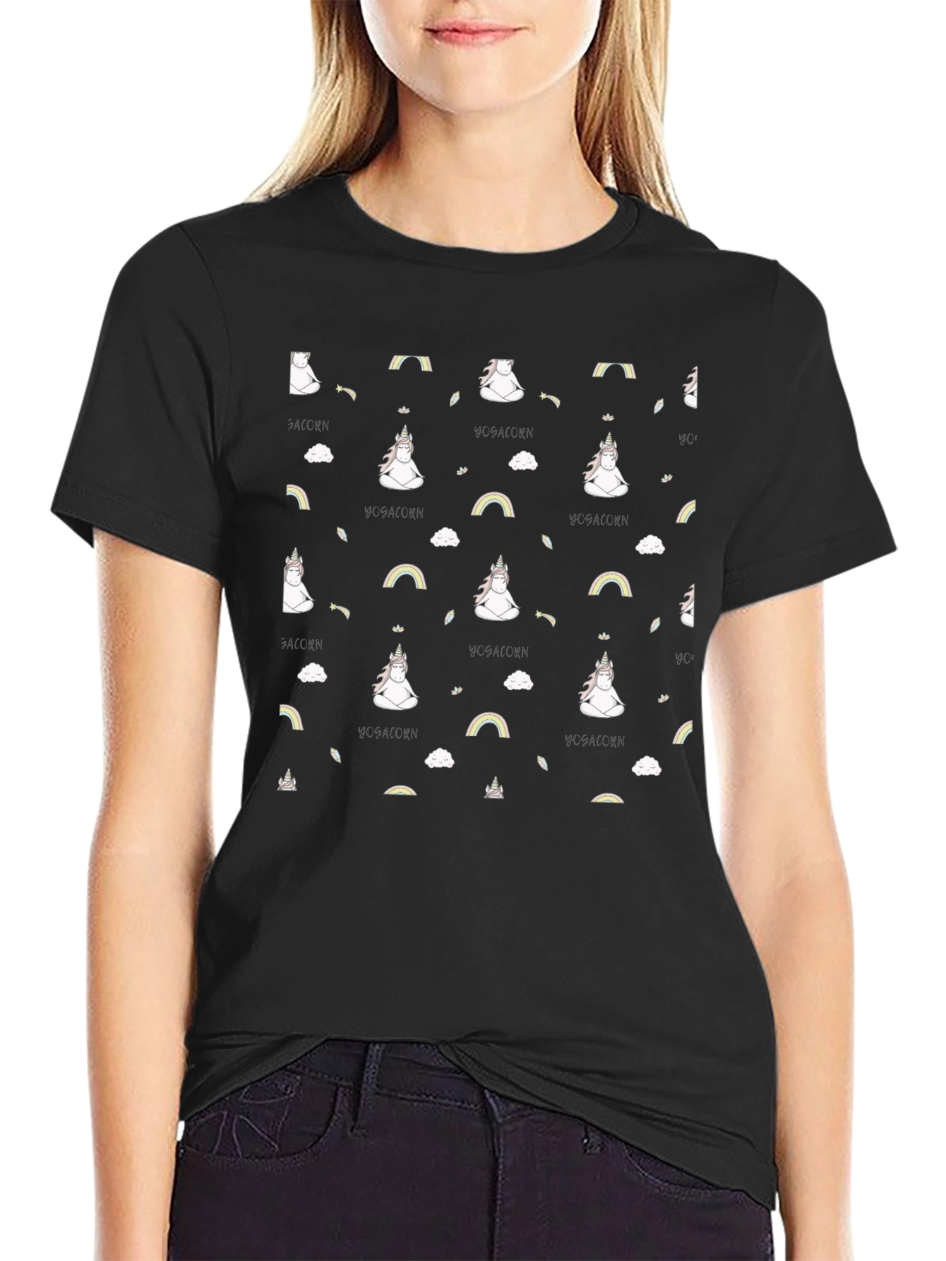 Yoga Unicorn Black T-Shirt