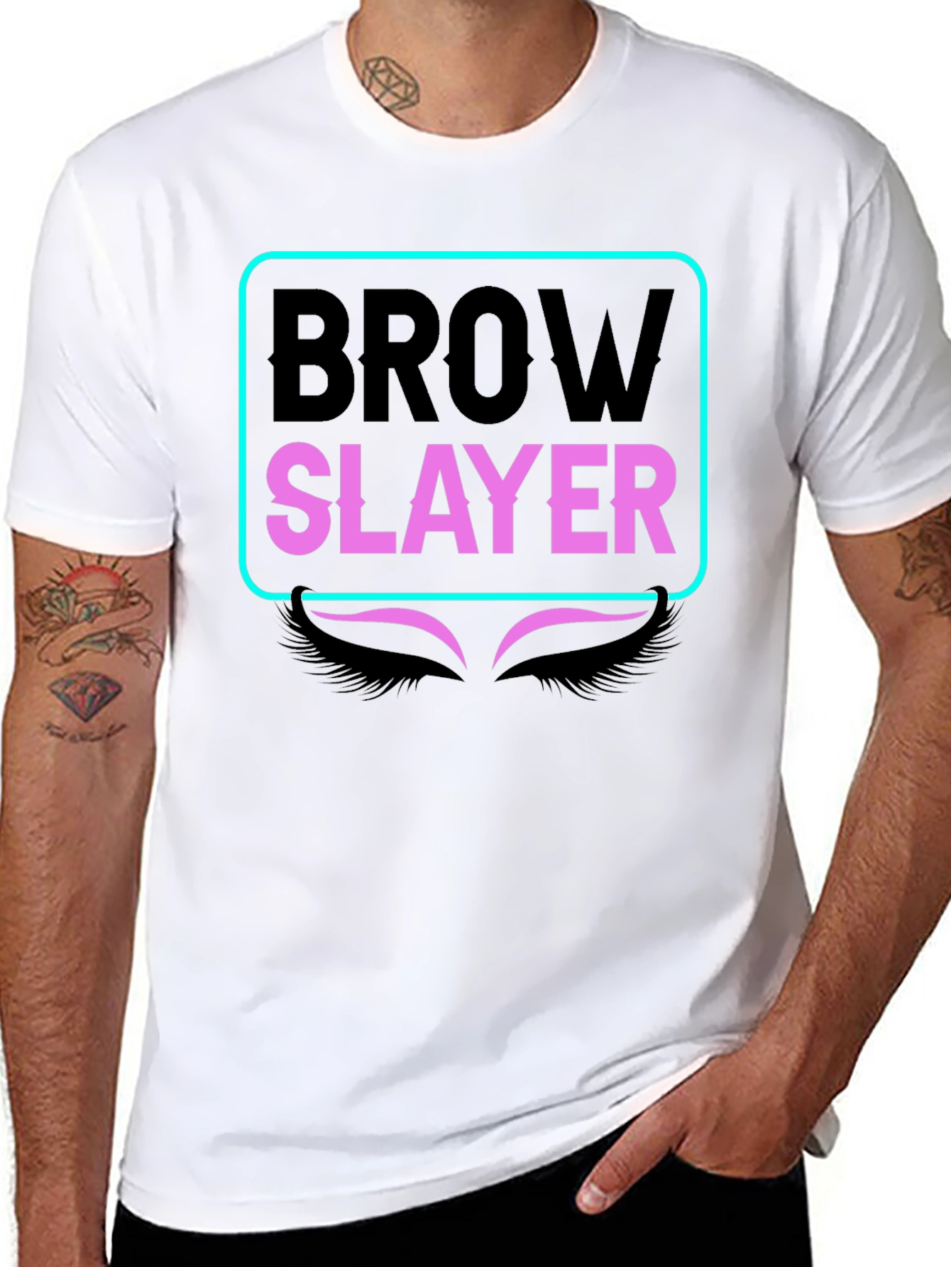 Brow Slayer Graphic Tee - Stylish Eyebrow Design