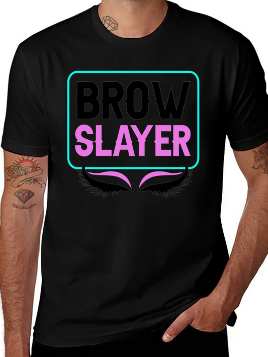 Brow Slayer Graphic Tee - Stylish Eyebrow Design