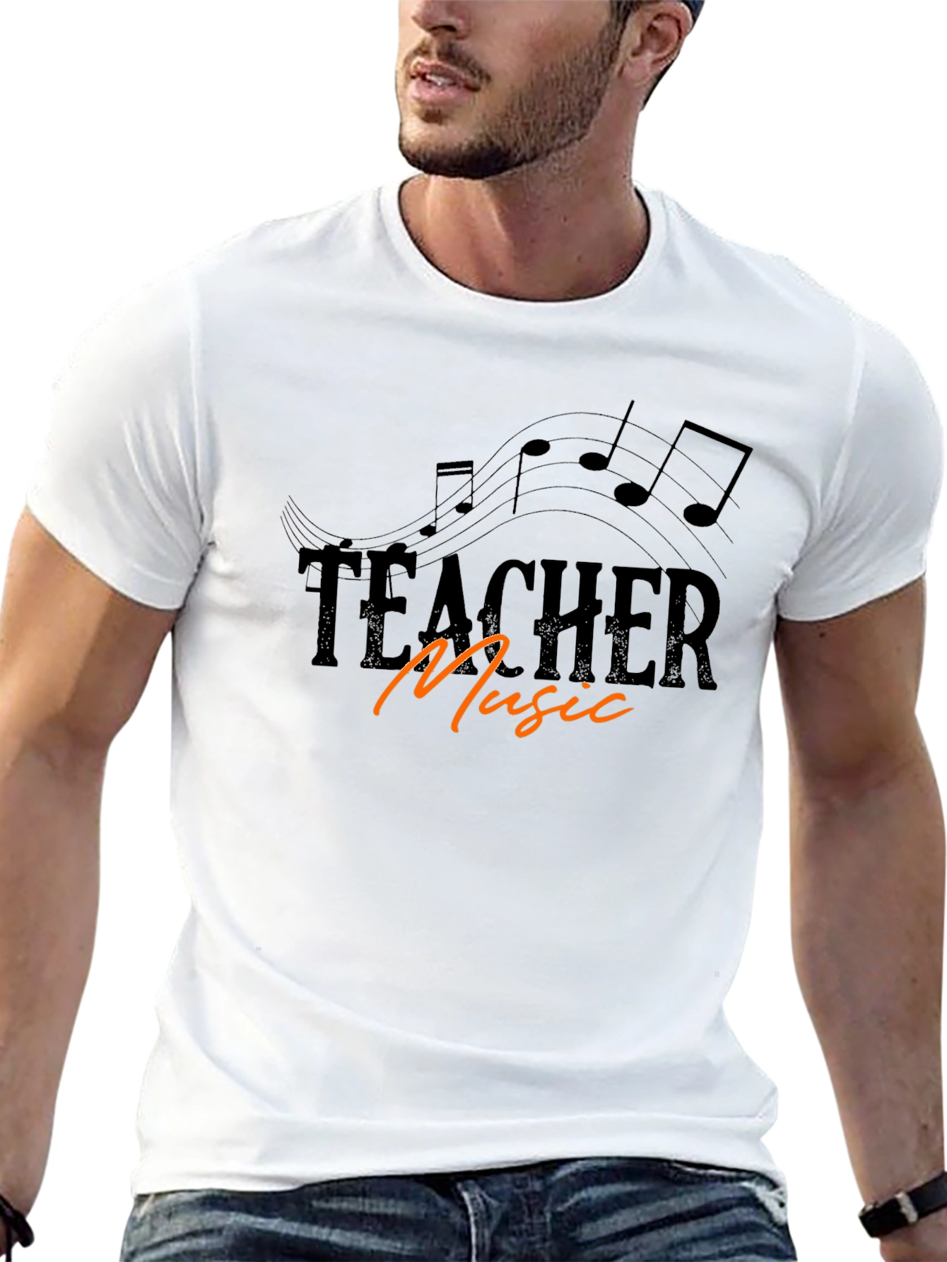 Teacher Music Graphic T-Shirt - Black