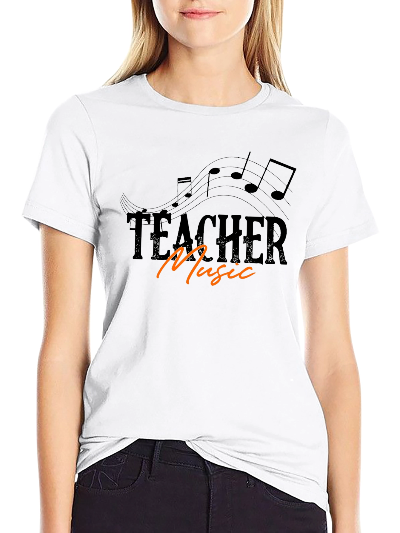 Teacher Music Graphic T-Shirt - Black