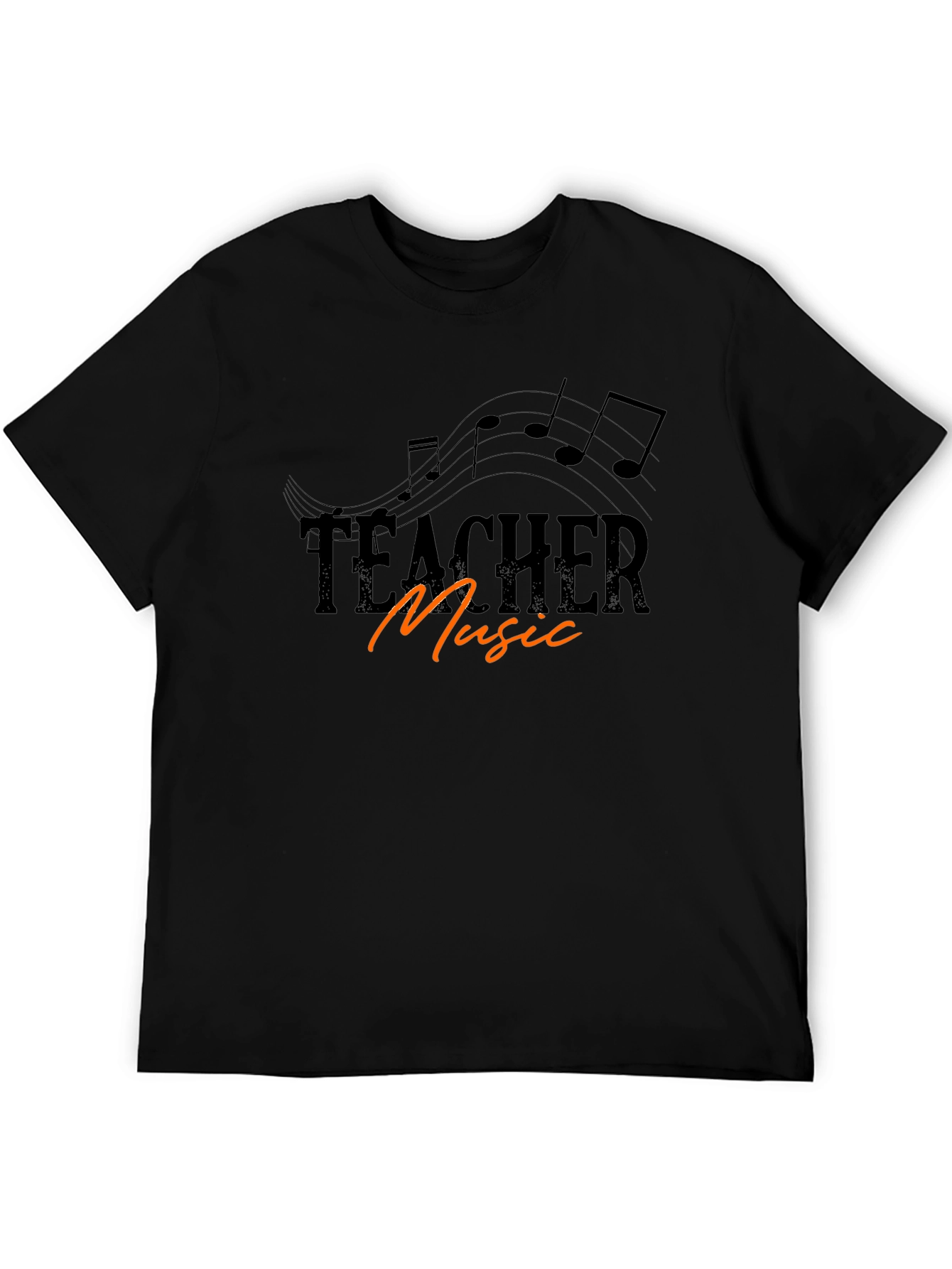 Teacher Music Graphic T-Shirt - Black
