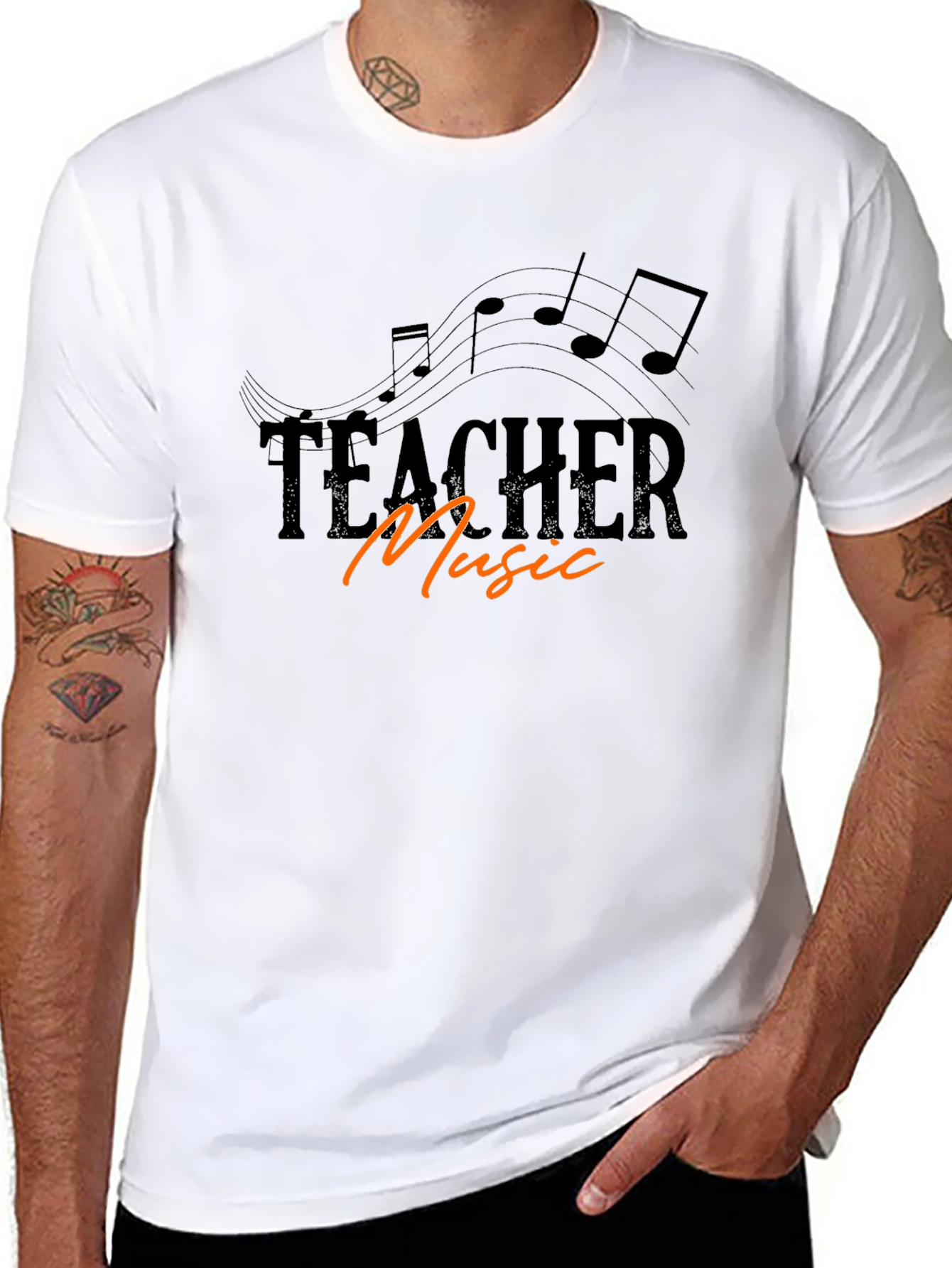 Teacher Music Graphic T-Shirt - Black