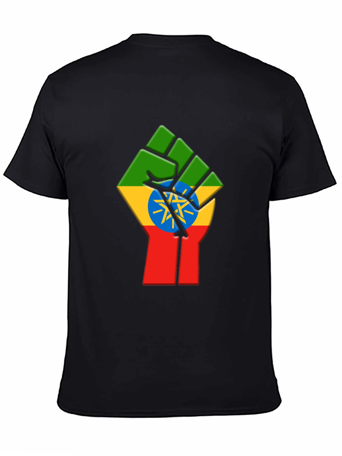 Ethiopian Flag Fist Black T-Shirt
