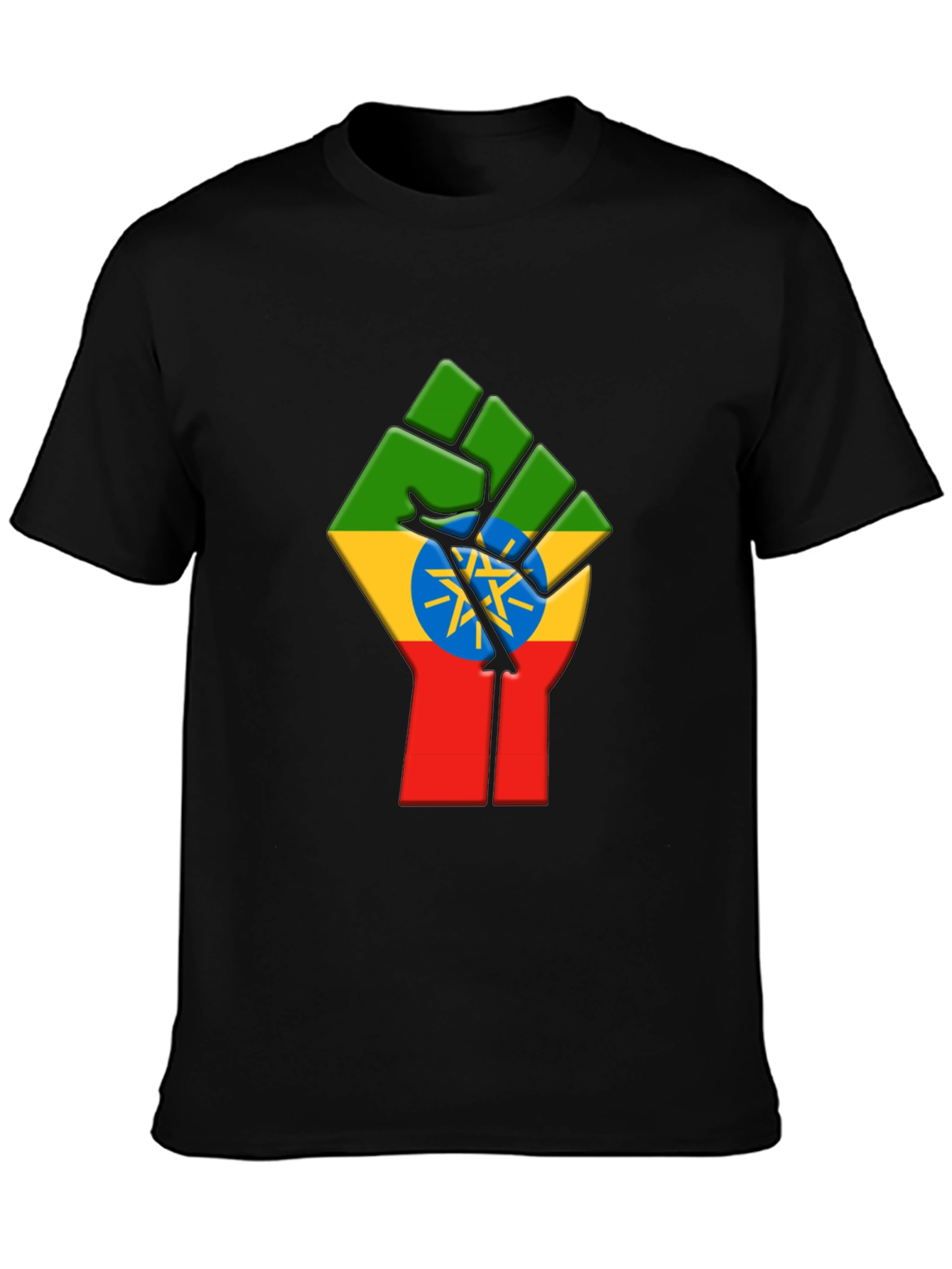 Ethiopian Flag Fist Black T-Shirt