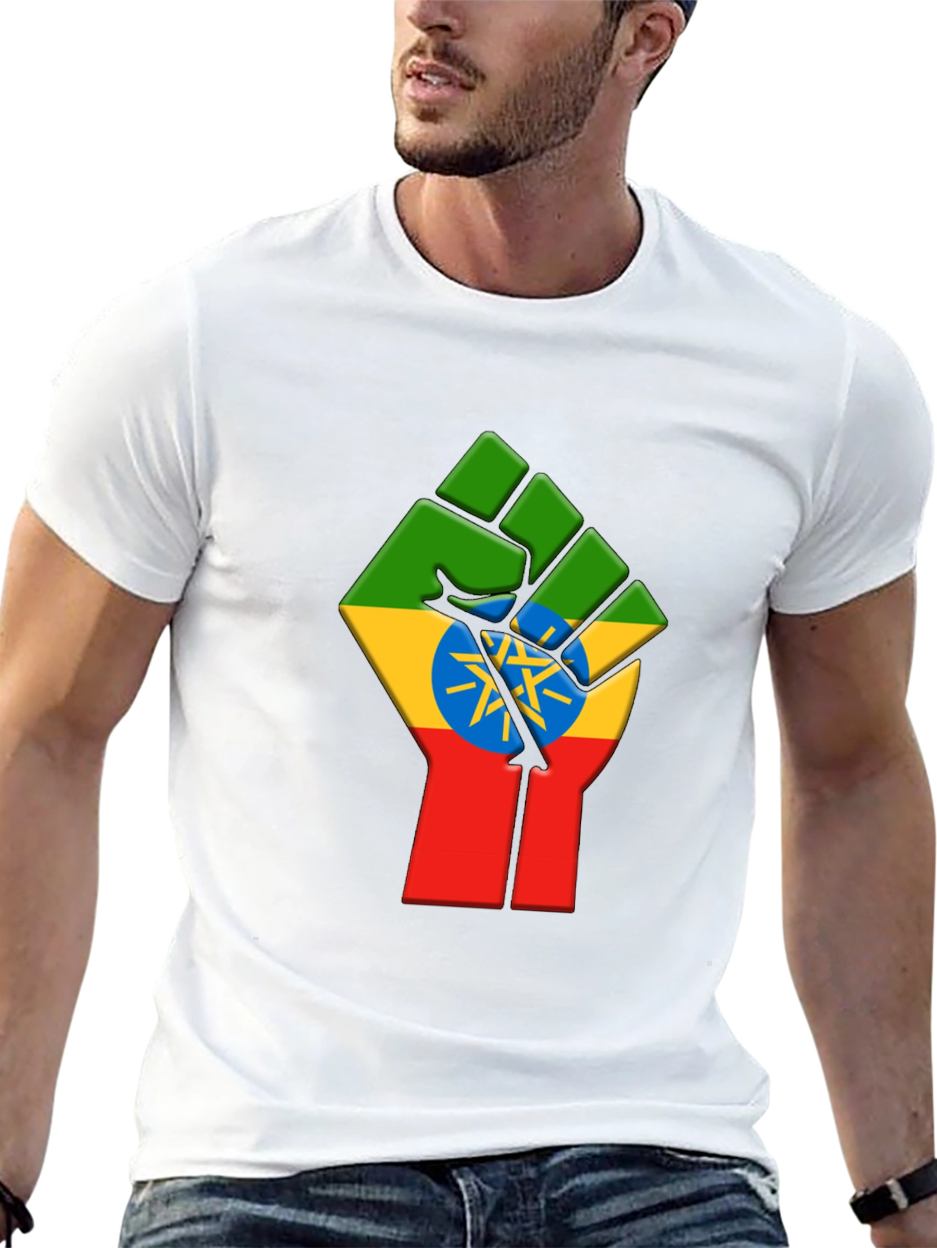 Ethiopian Flag Fist Black T-Shirt