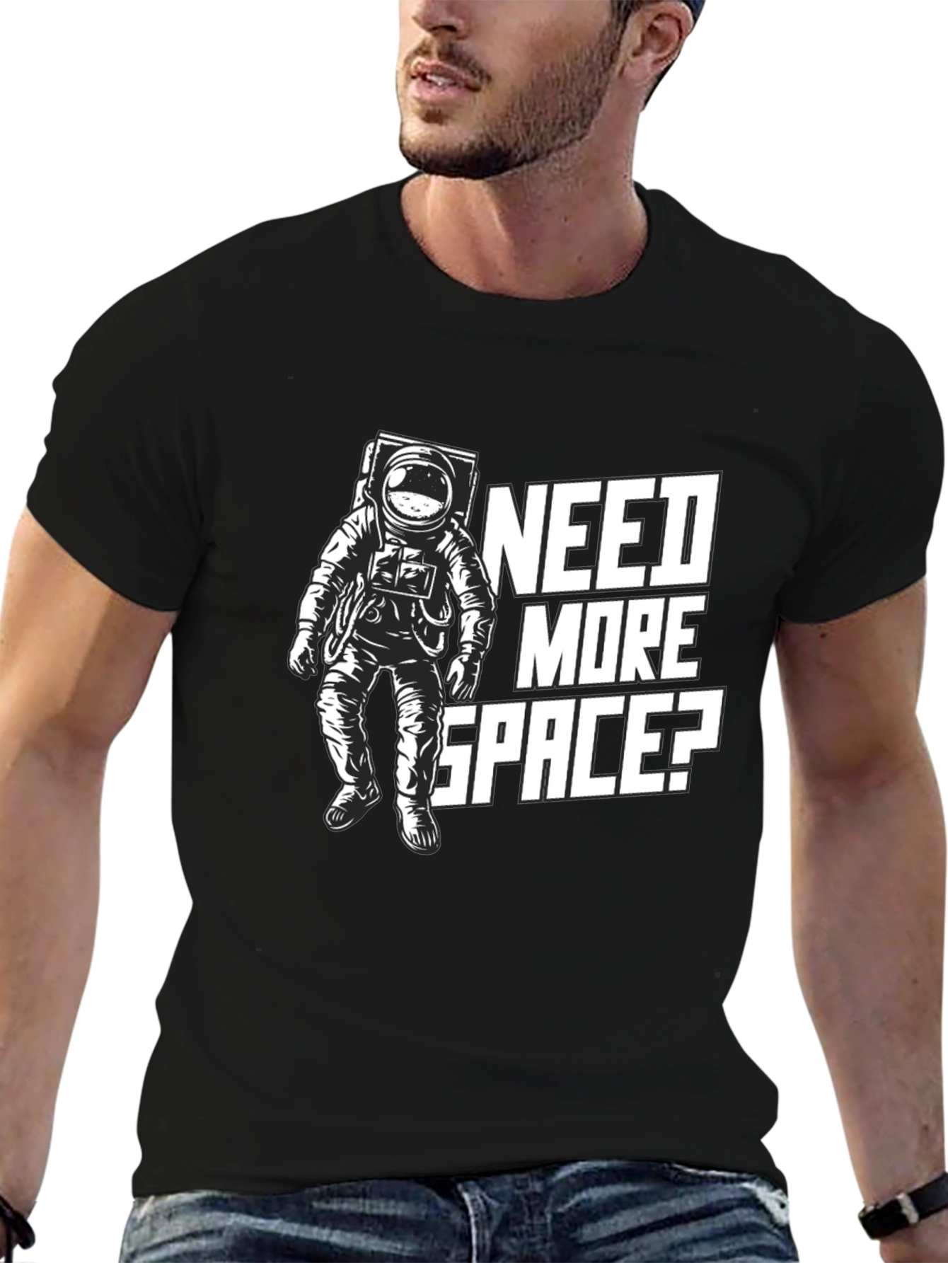 Need More Space? Black Graphic T-Shirt