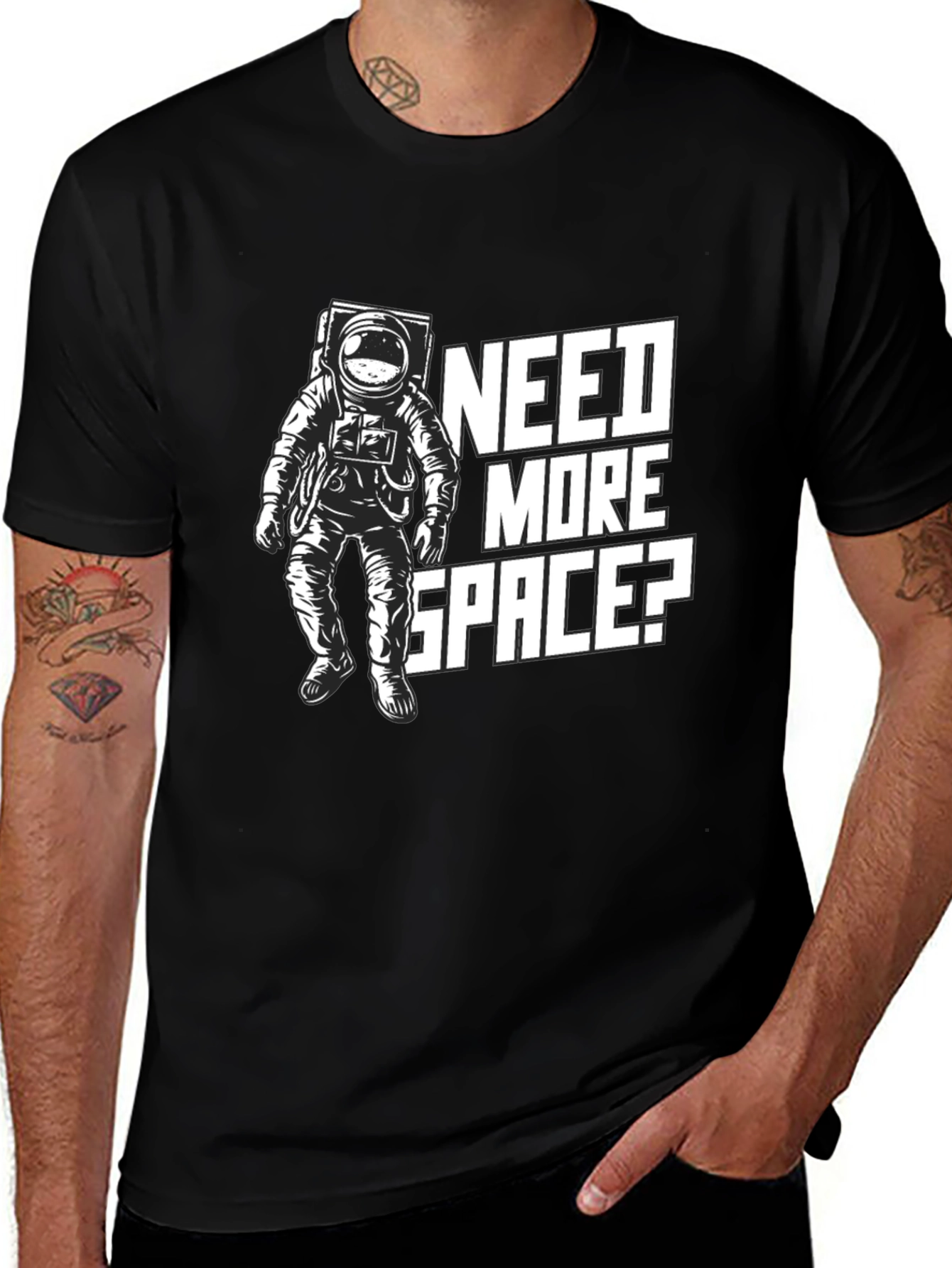 Need More Space? Black Graphic T-Shirt