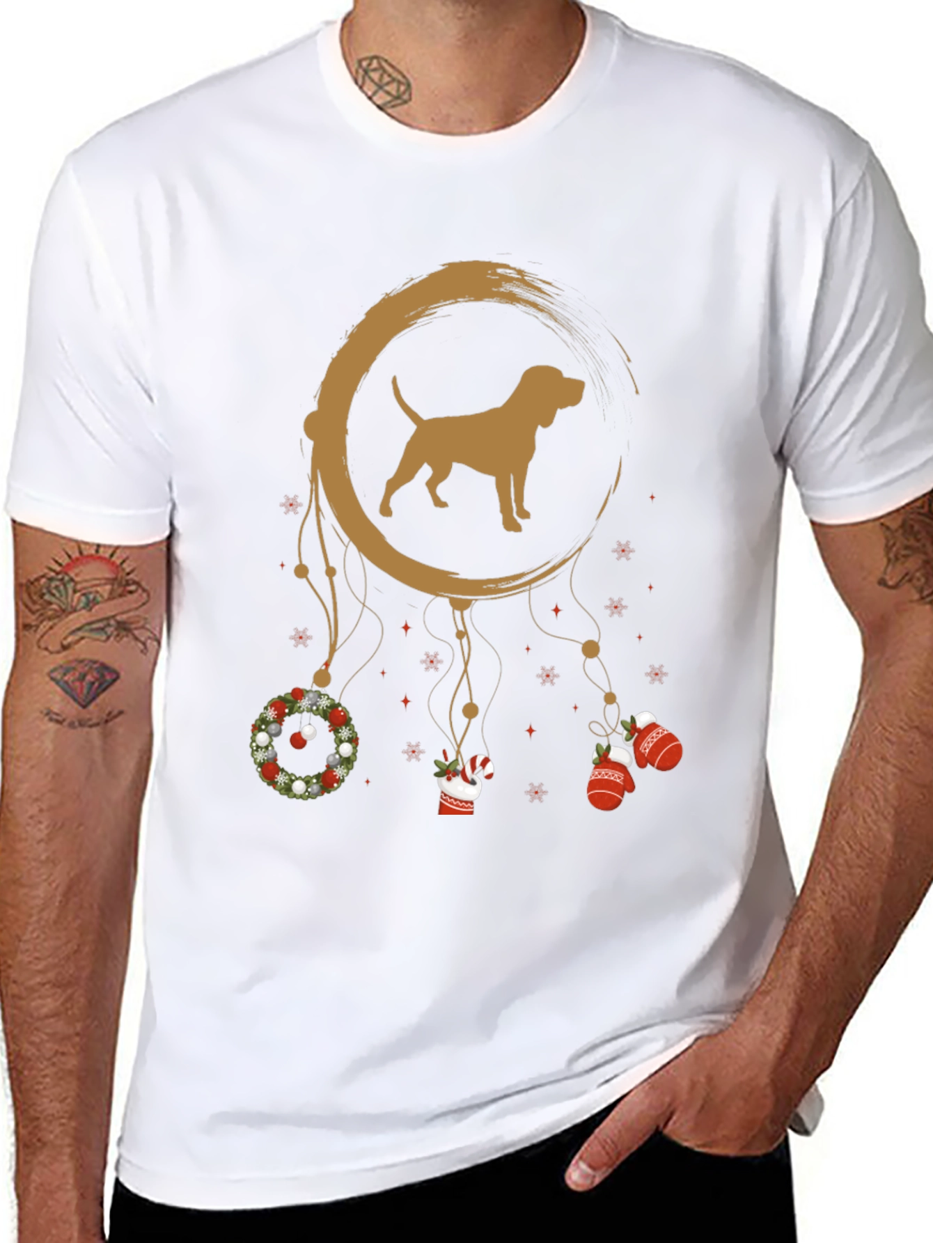 Dog Dreamcatcher Christmas T-Shirt – Festive Dog Lover Tee