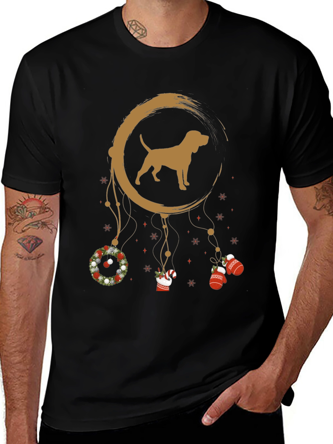 Dog Dreamcatcher Christmas T-Shirt – Festive Dog Lover Tee
