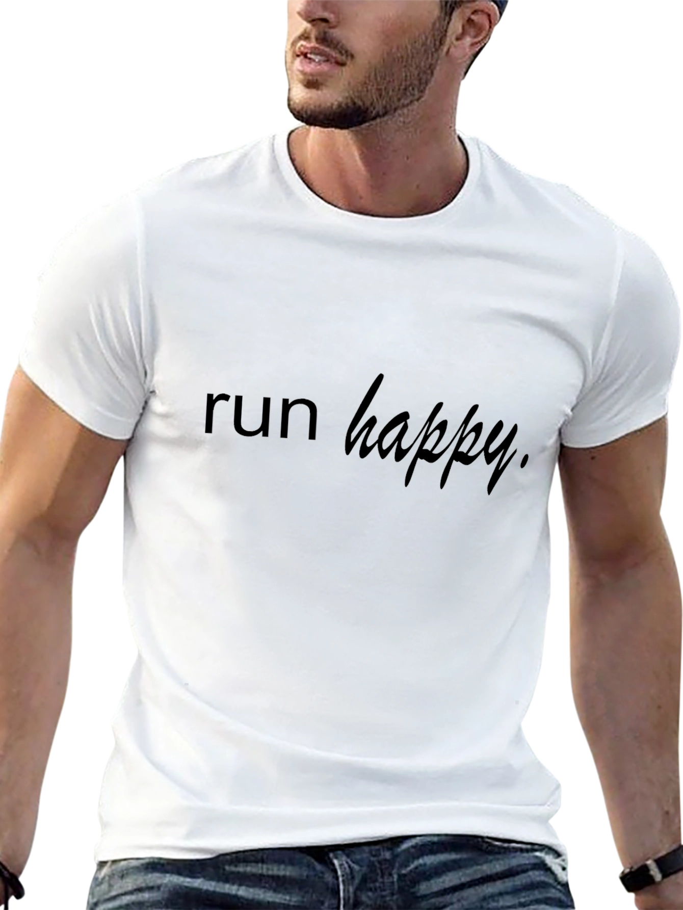 Run Happy T-Shirt - Black Graphic Tee