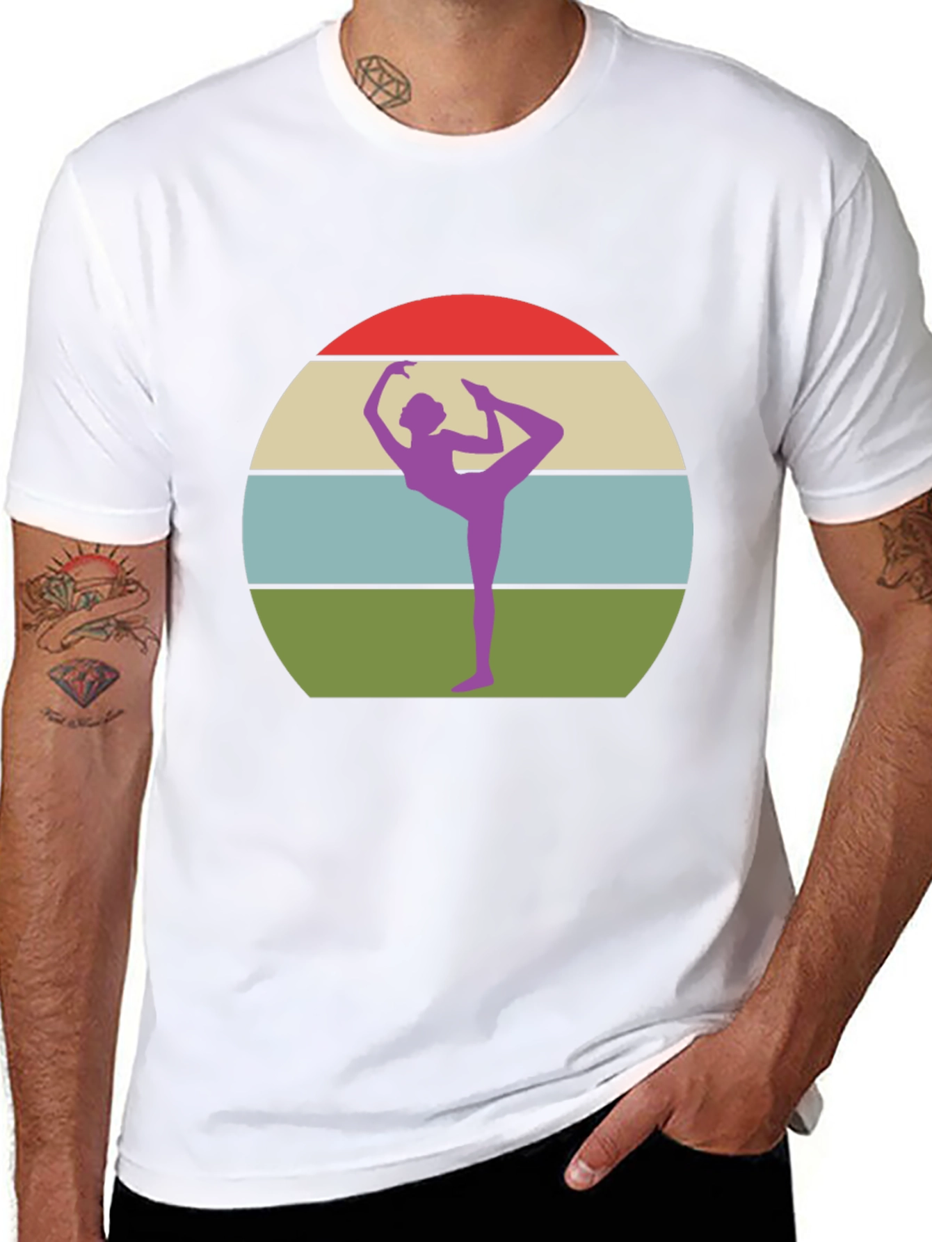 Yoga Pose Graphic Tee - Retro Sunset Design