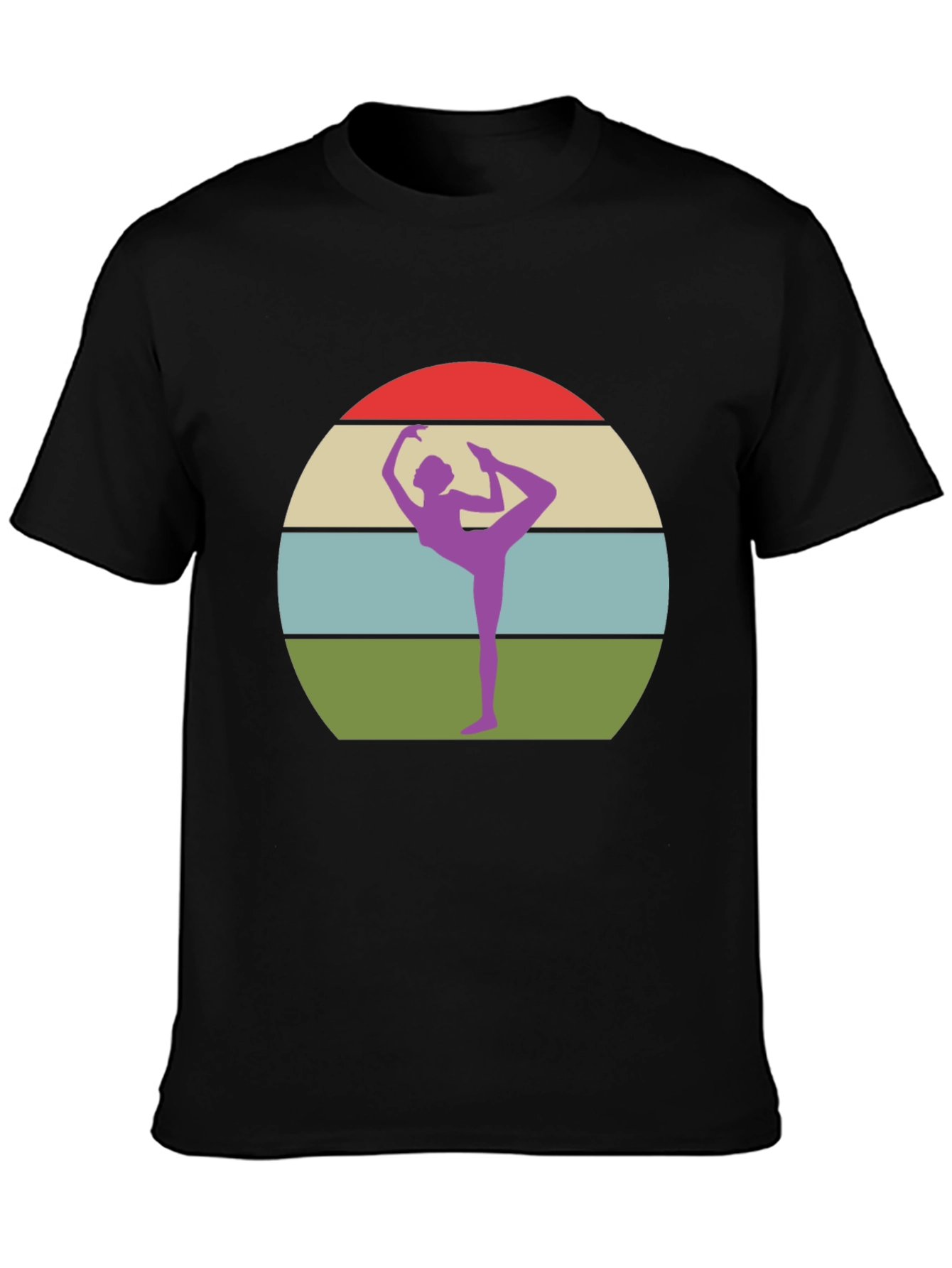 Yoga Pose Graphic Tee - Retro Sunset Design