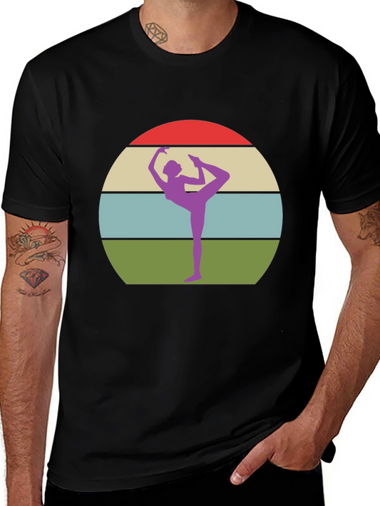 Yoga Pose Graphic Tee - Retro Sunset Design