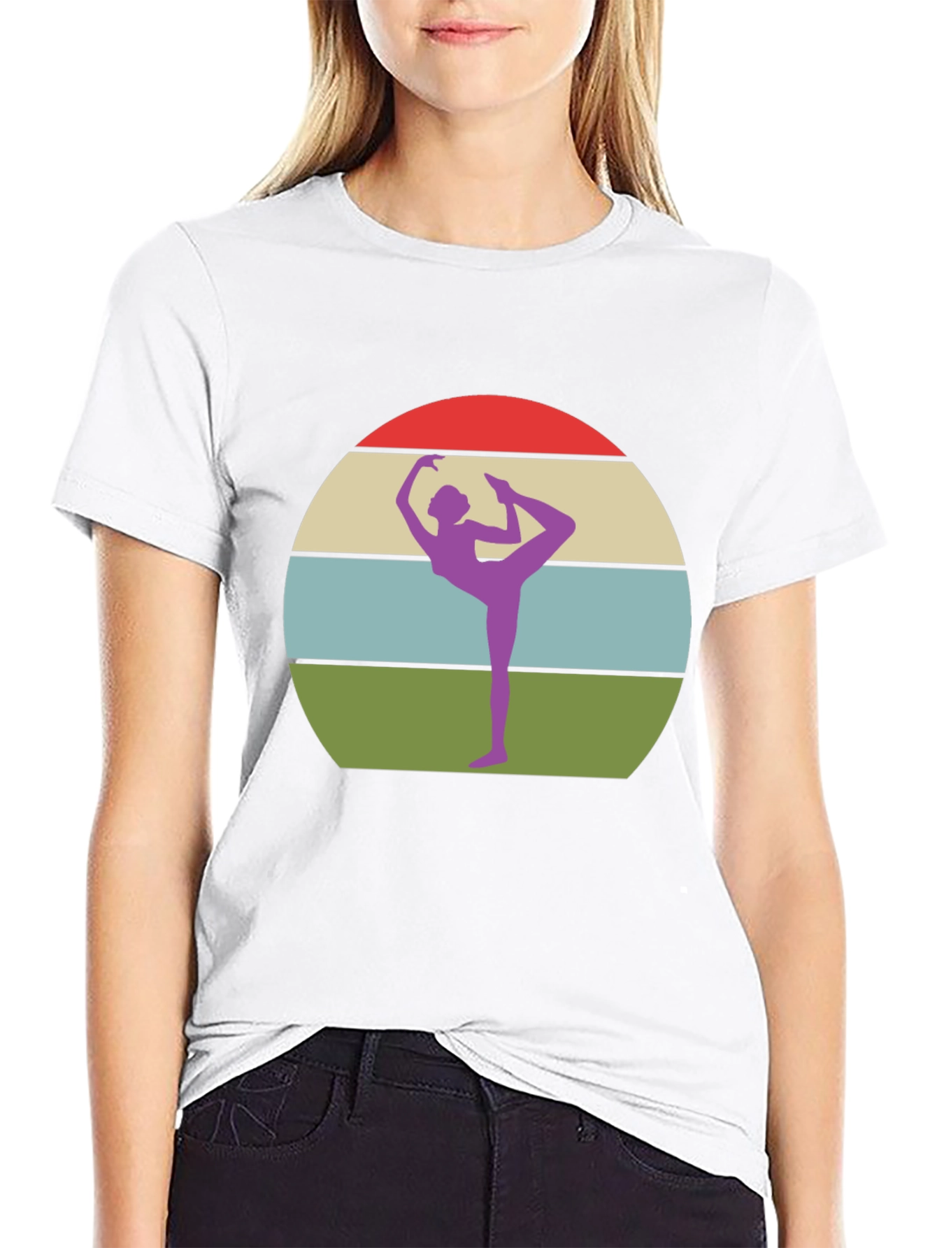 Yoga Pose Graphic Tee - Retro Sunset Design