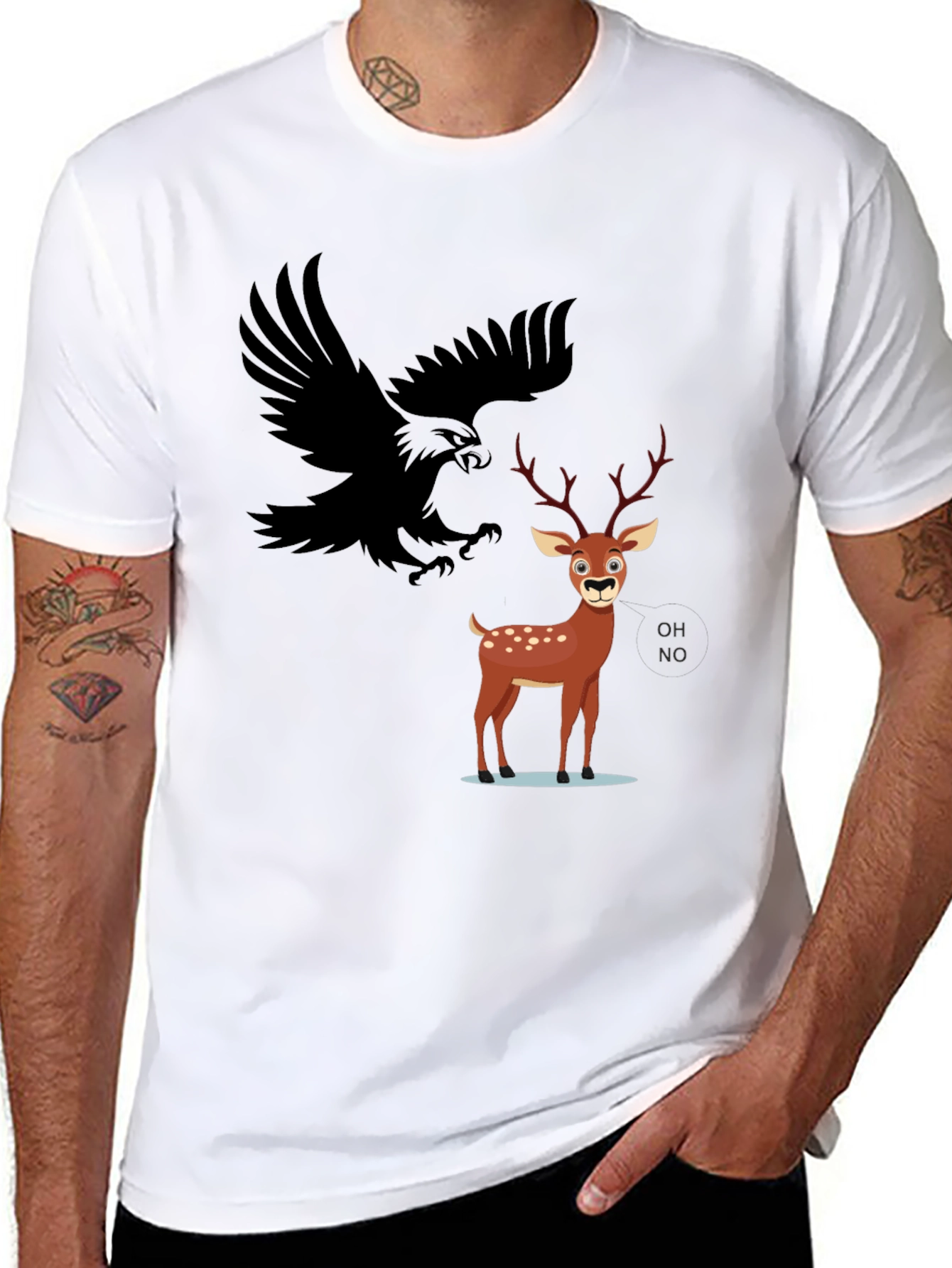 Eagle and Deer Graphic Tee - Black