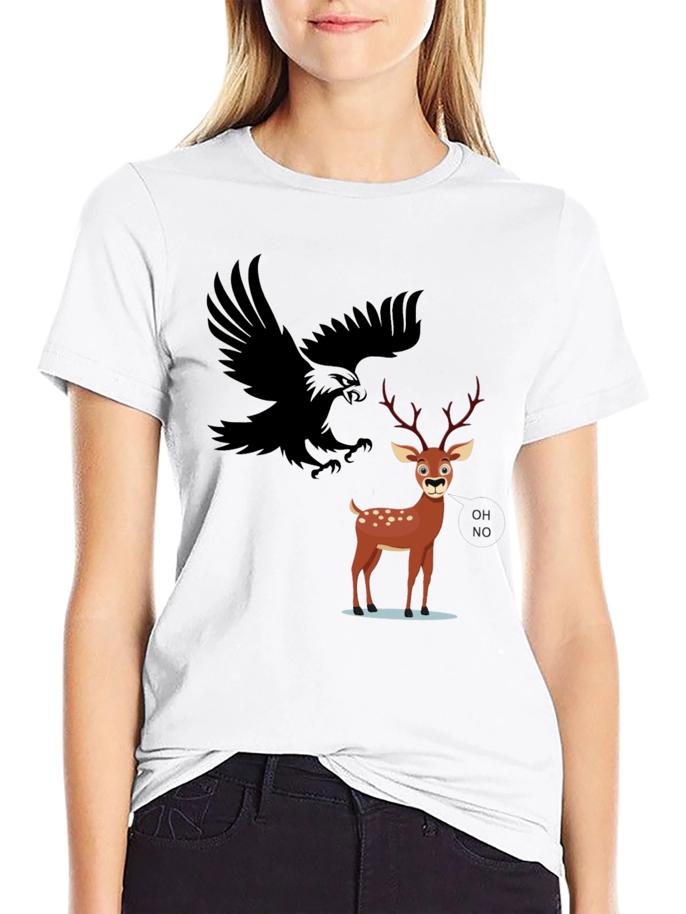 Eagle and Deer Graphic Tee - Black