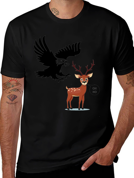 Eagle and Deer Graphic Tee - Black