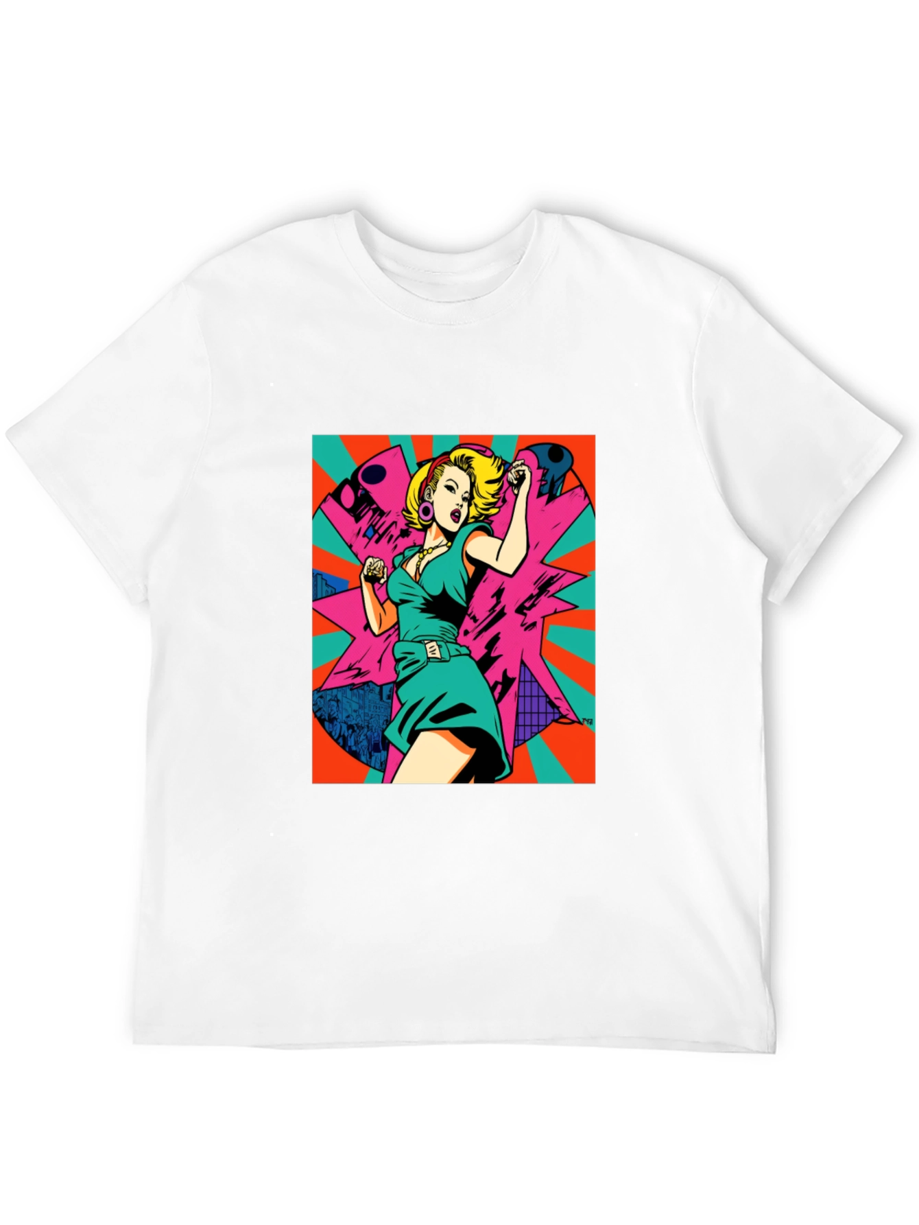 Retro Pop Art Woman Graphic Tee - Black