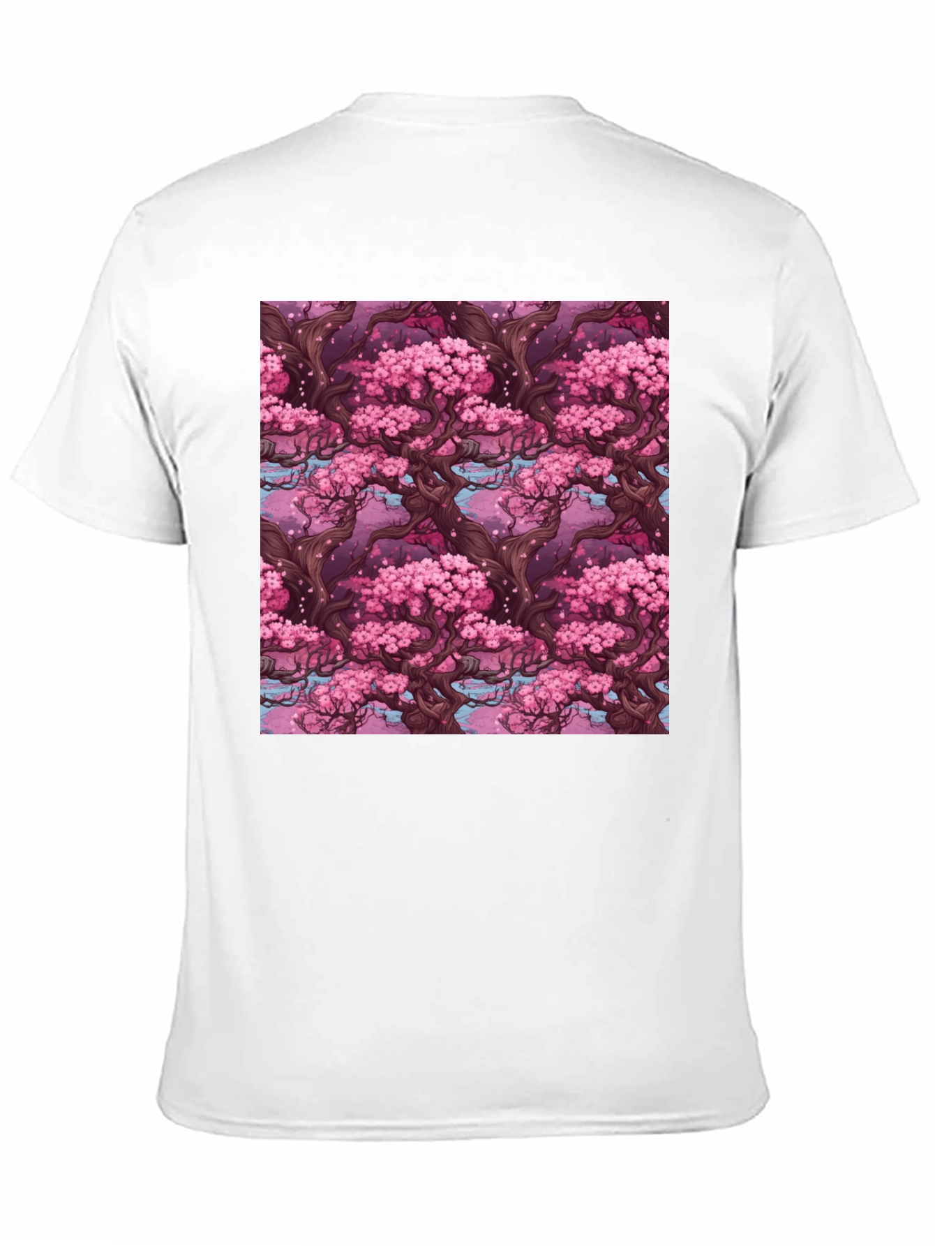 Sakura Tree Pattern Black T-Shirt