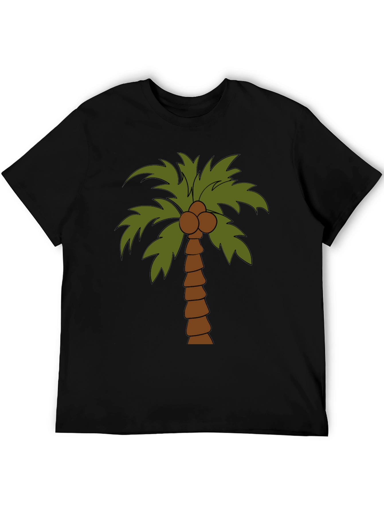 Tropical Palm Tree Graphic Tee - Black Cotton T-Shirt