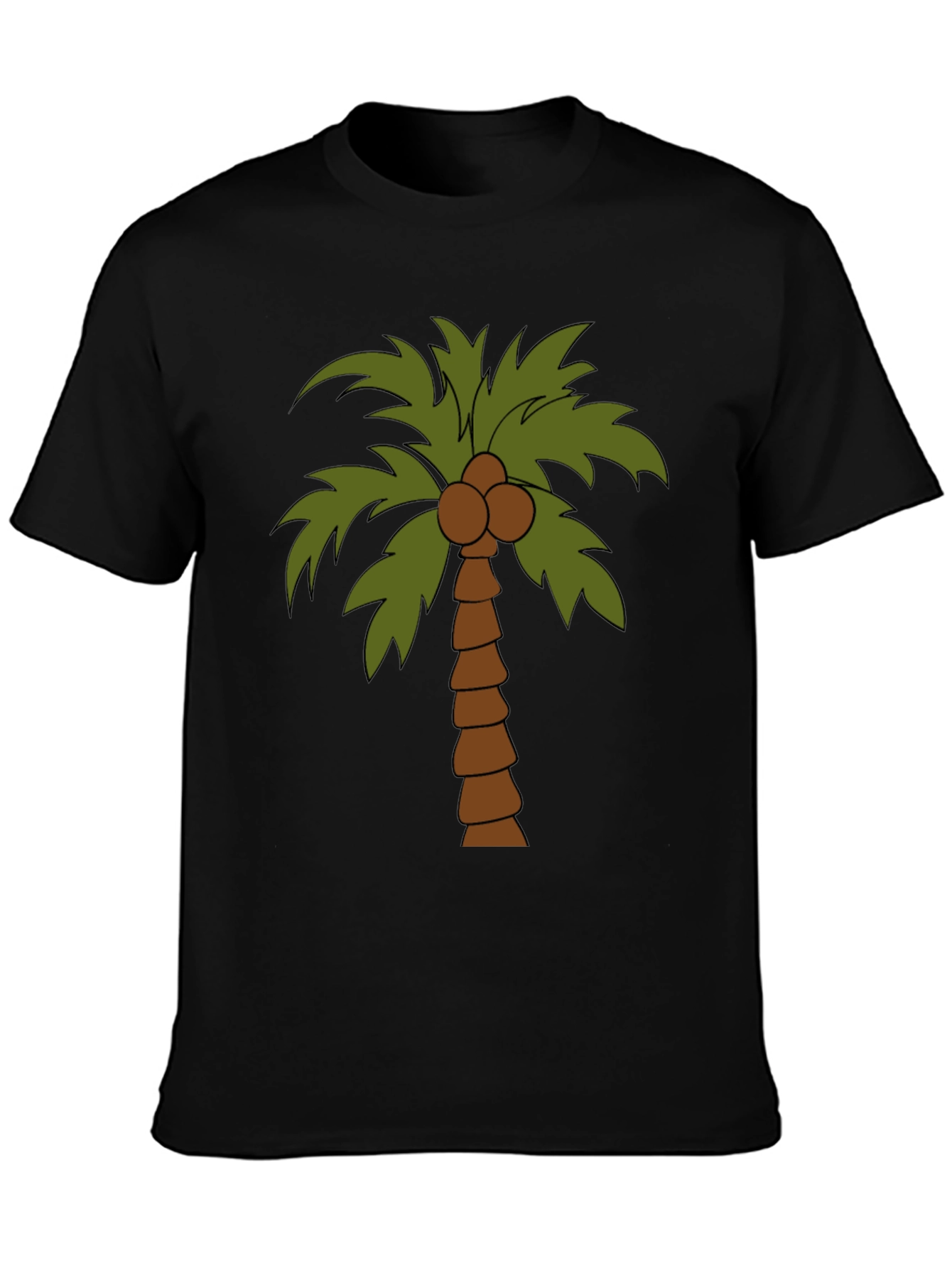Tropical Palm Tree Graphic Tee - Black Cotton T-Shirt