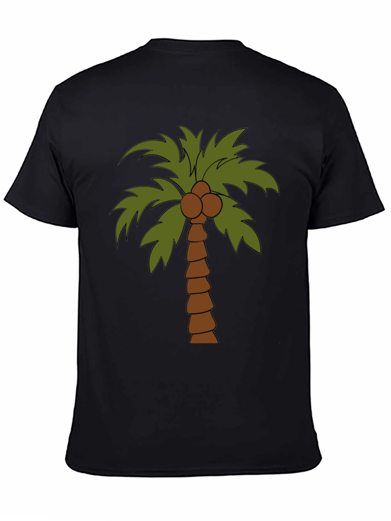 Tropical Palm Tree Graphic Tee - Black Cotton T-Shirt