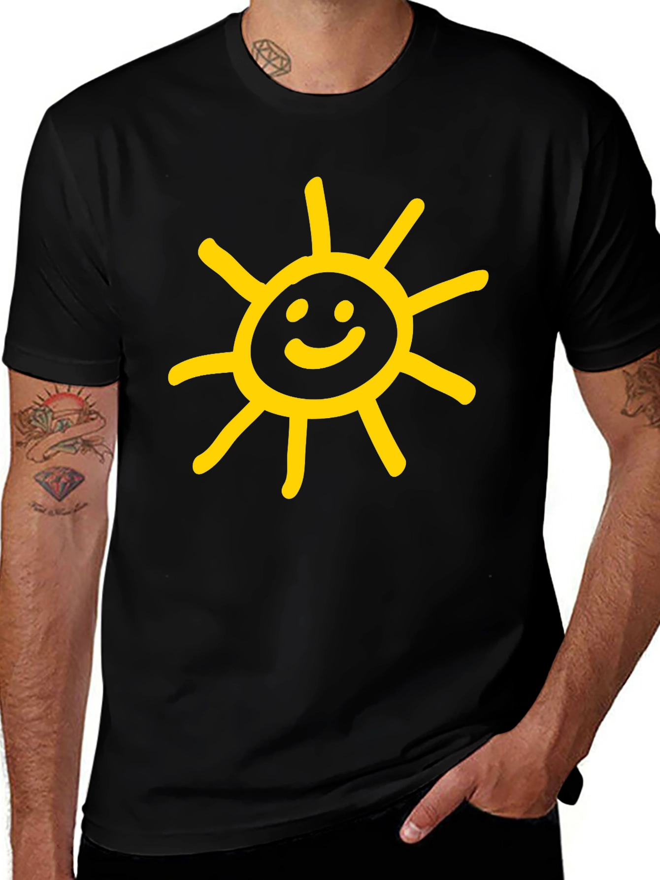 Sunny Graphic Tee - Black Cotton Casual Shirt