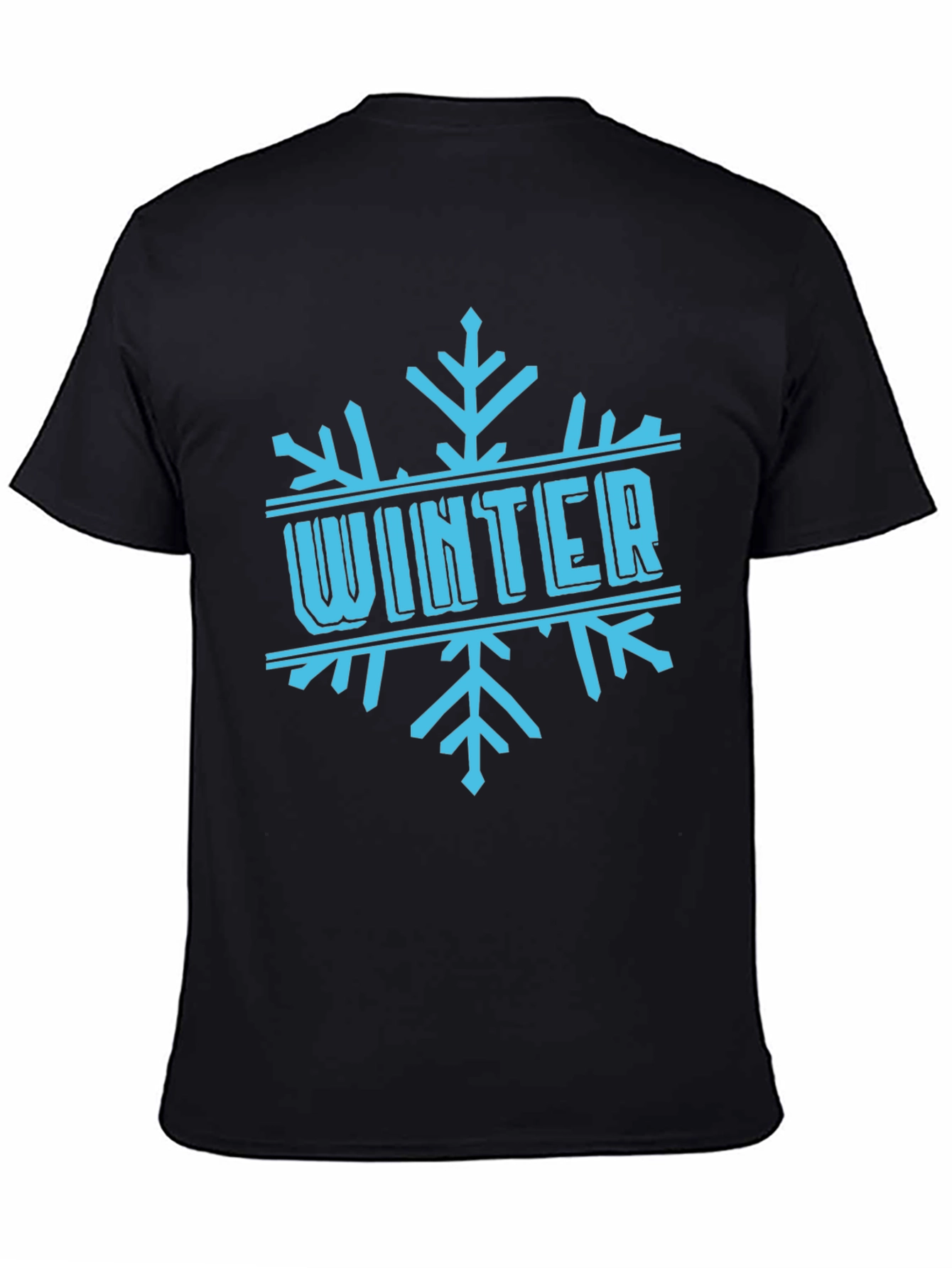 Winter Snowflake Graphic Black T-Shirt