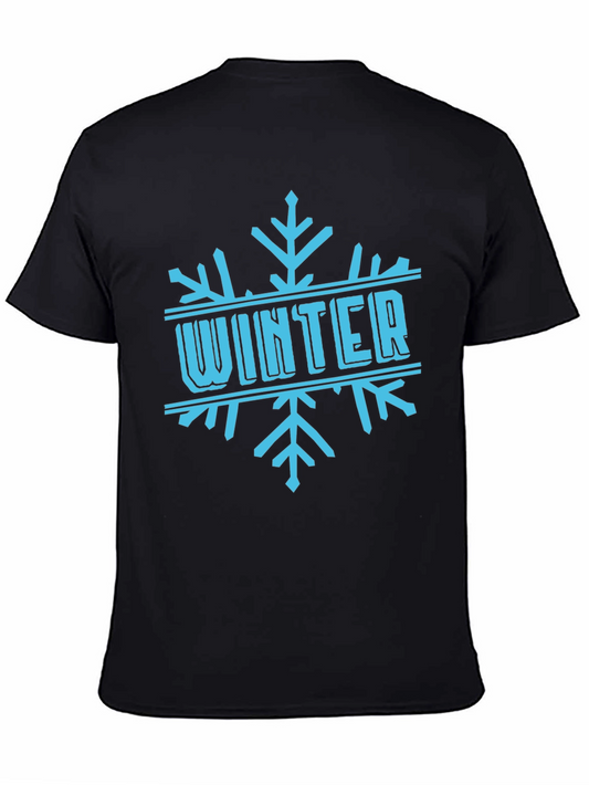 Winter Snowflake Graphic Black T-Shirt