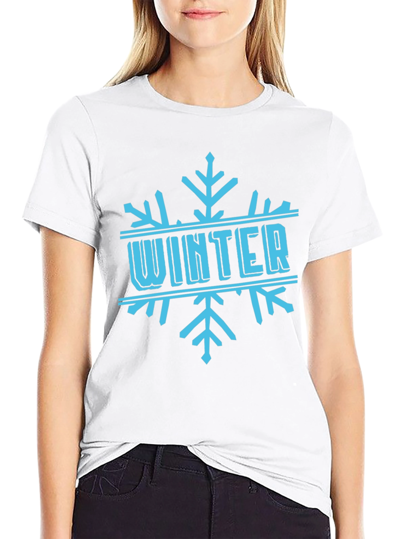 Winter Snowflake Graphic Black T-Shirt