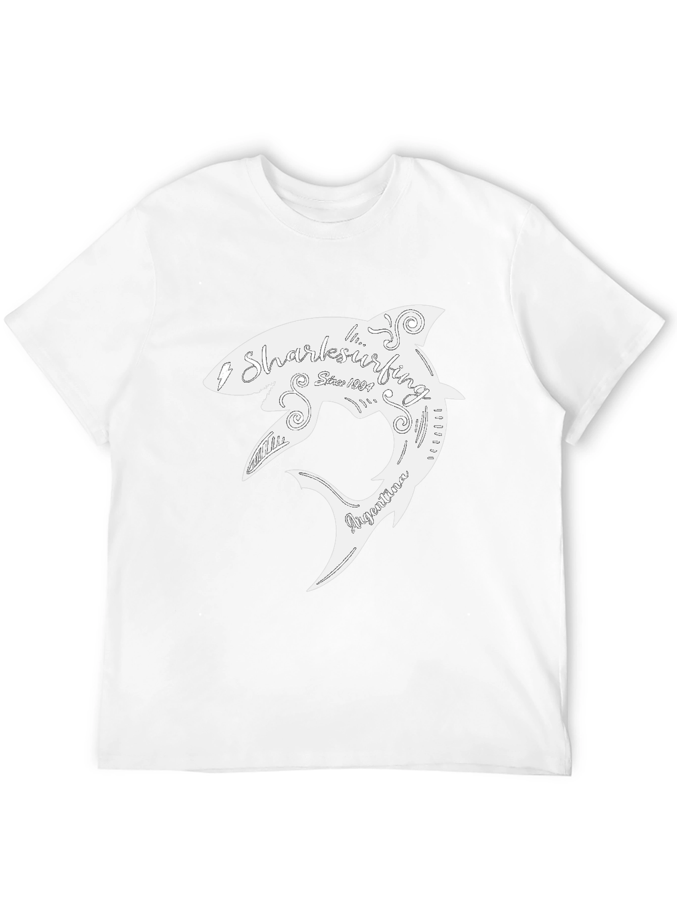 Shark Surfing T-Shirt - Black Cotton Graphic Tee