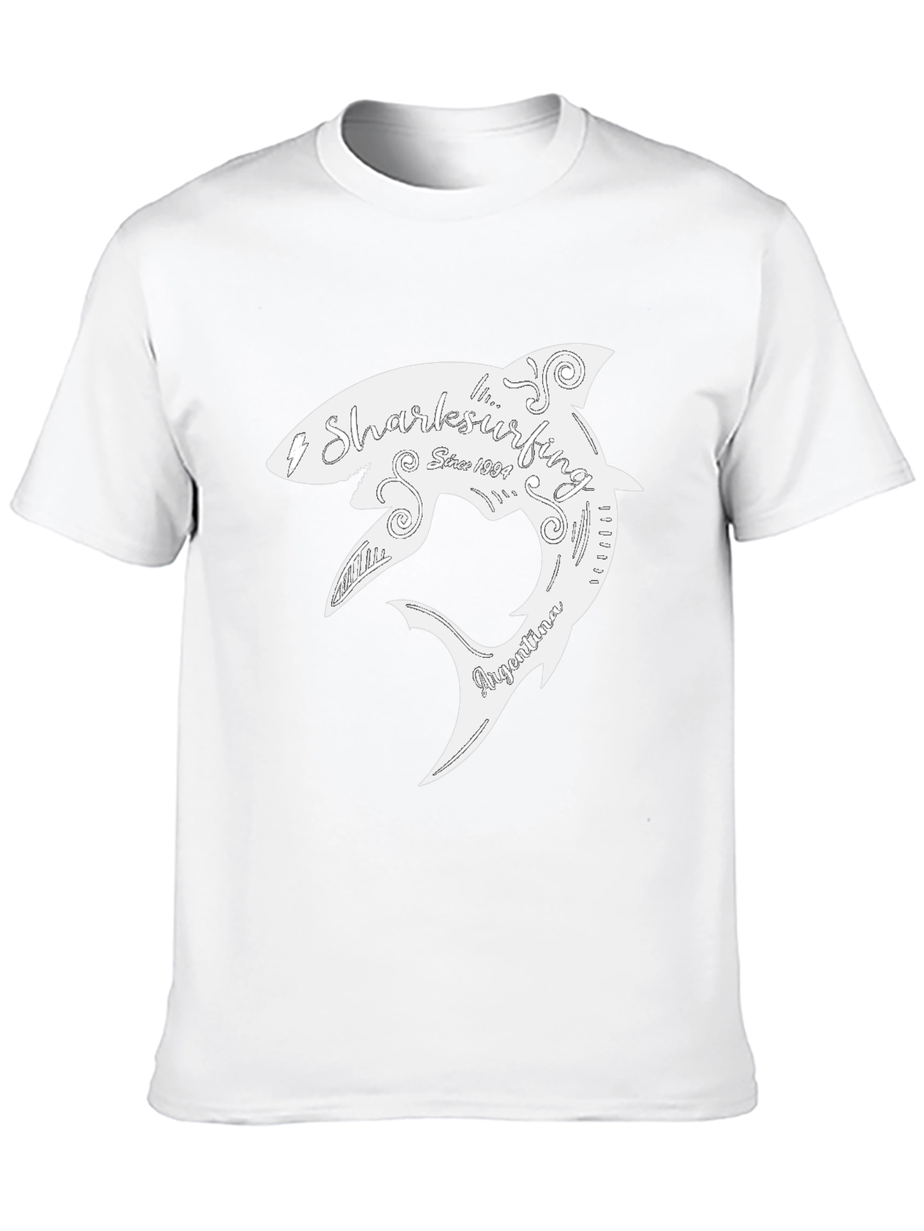 Shark Surfing T-Shirt - Black Cotton Graphic Tee