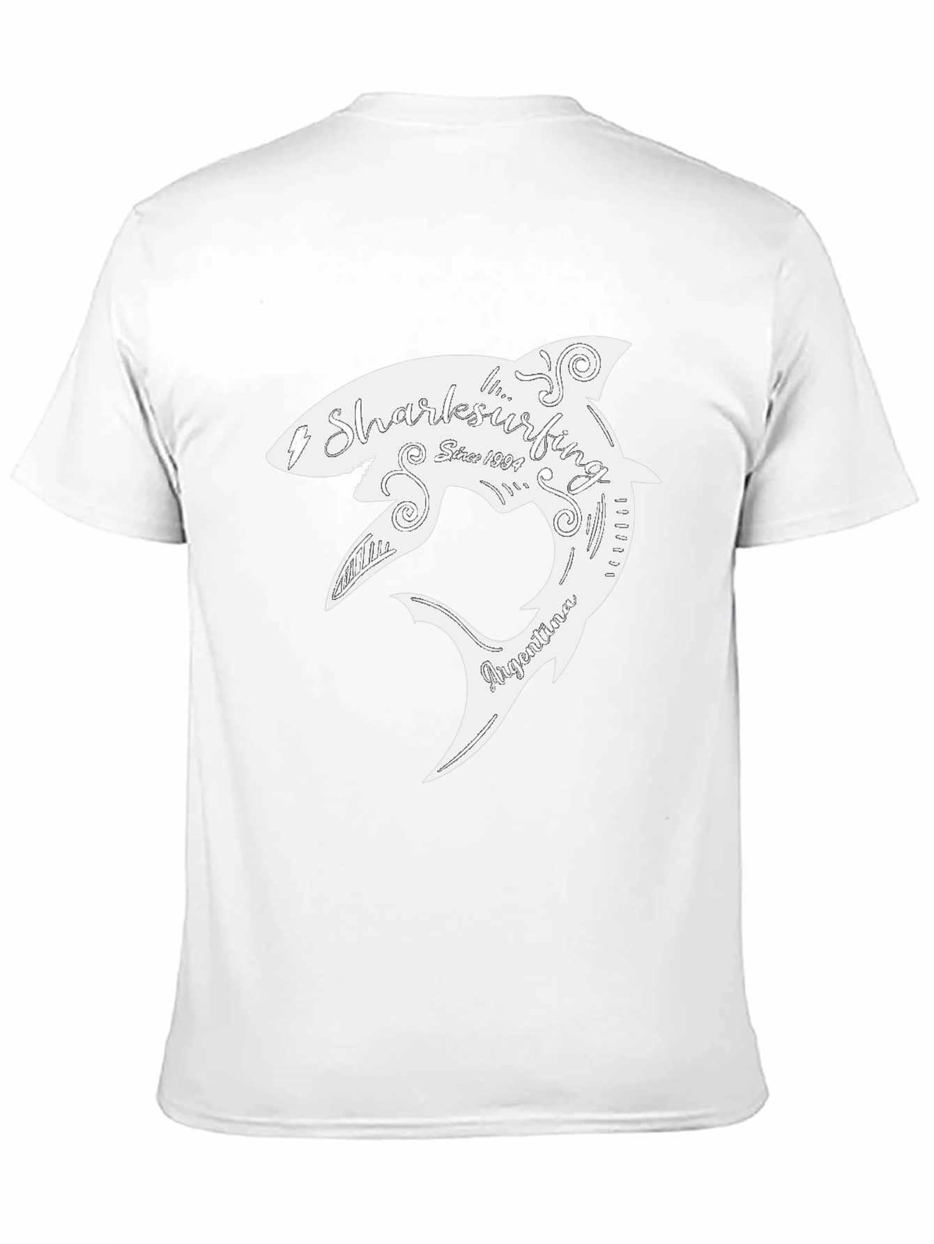 Shark Surfing T-Shirt - Black Cotton Graphic Tee