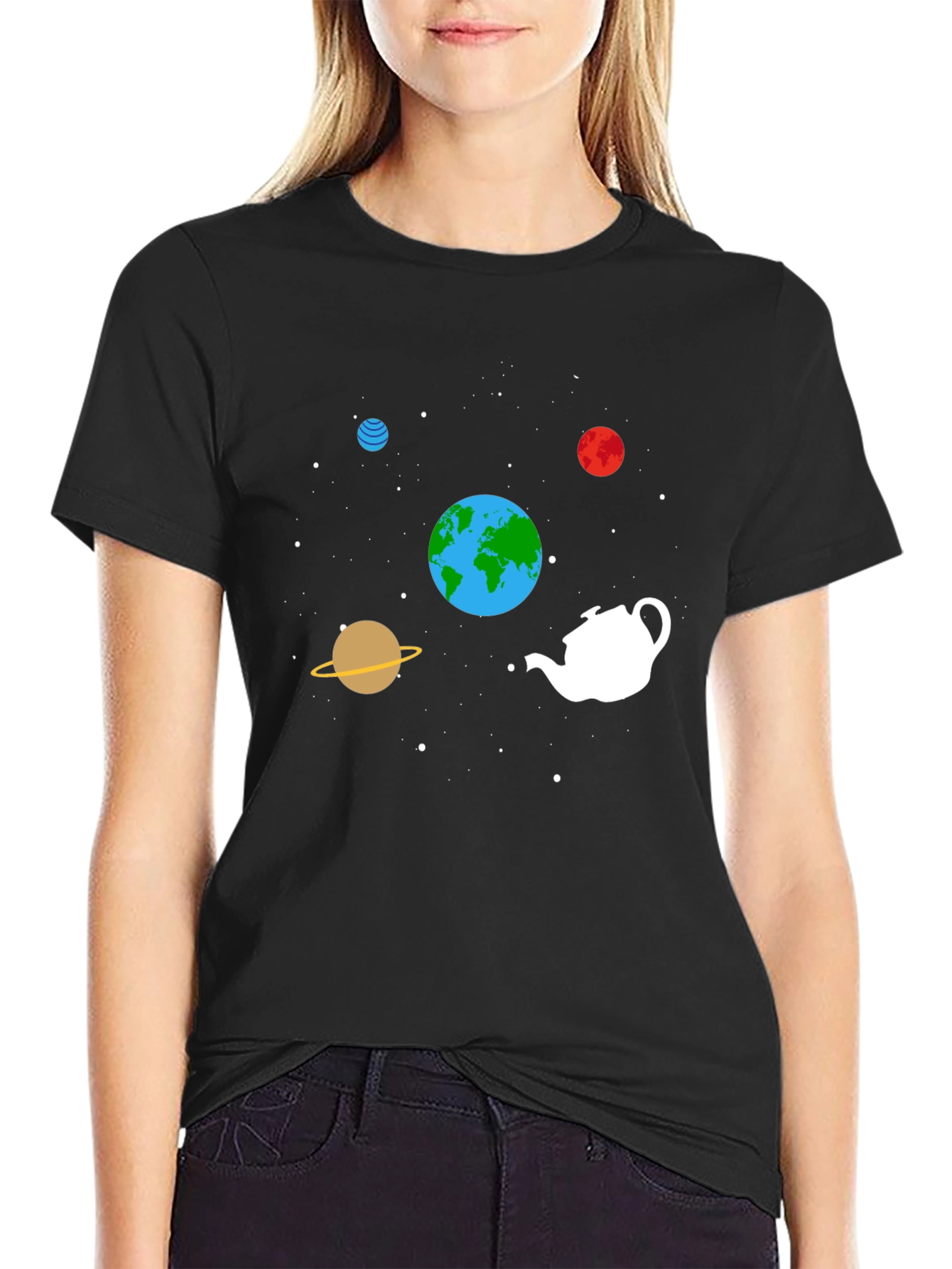 Cosmic Teapot Graphic Tee - Black