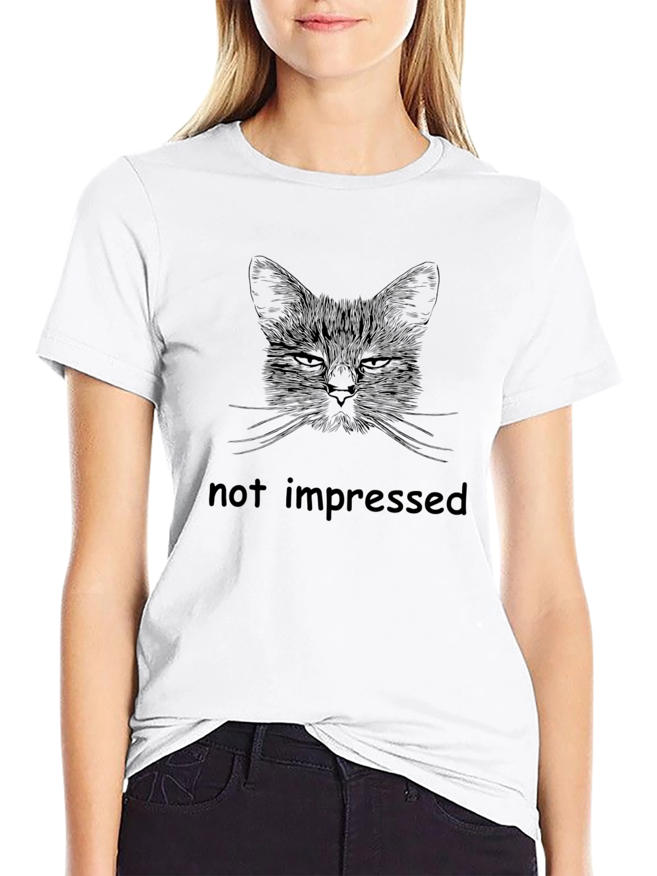 Unimpressed Cat Graphic Tee - Mens Black T-Shirt