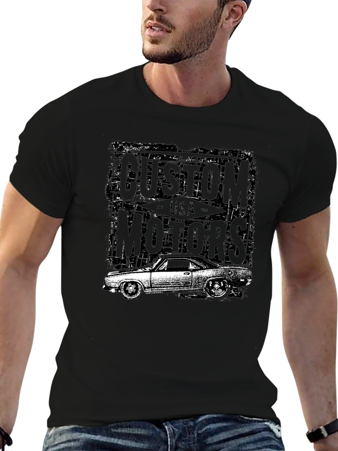 Custom Motors Black Graphic T-Shirt
