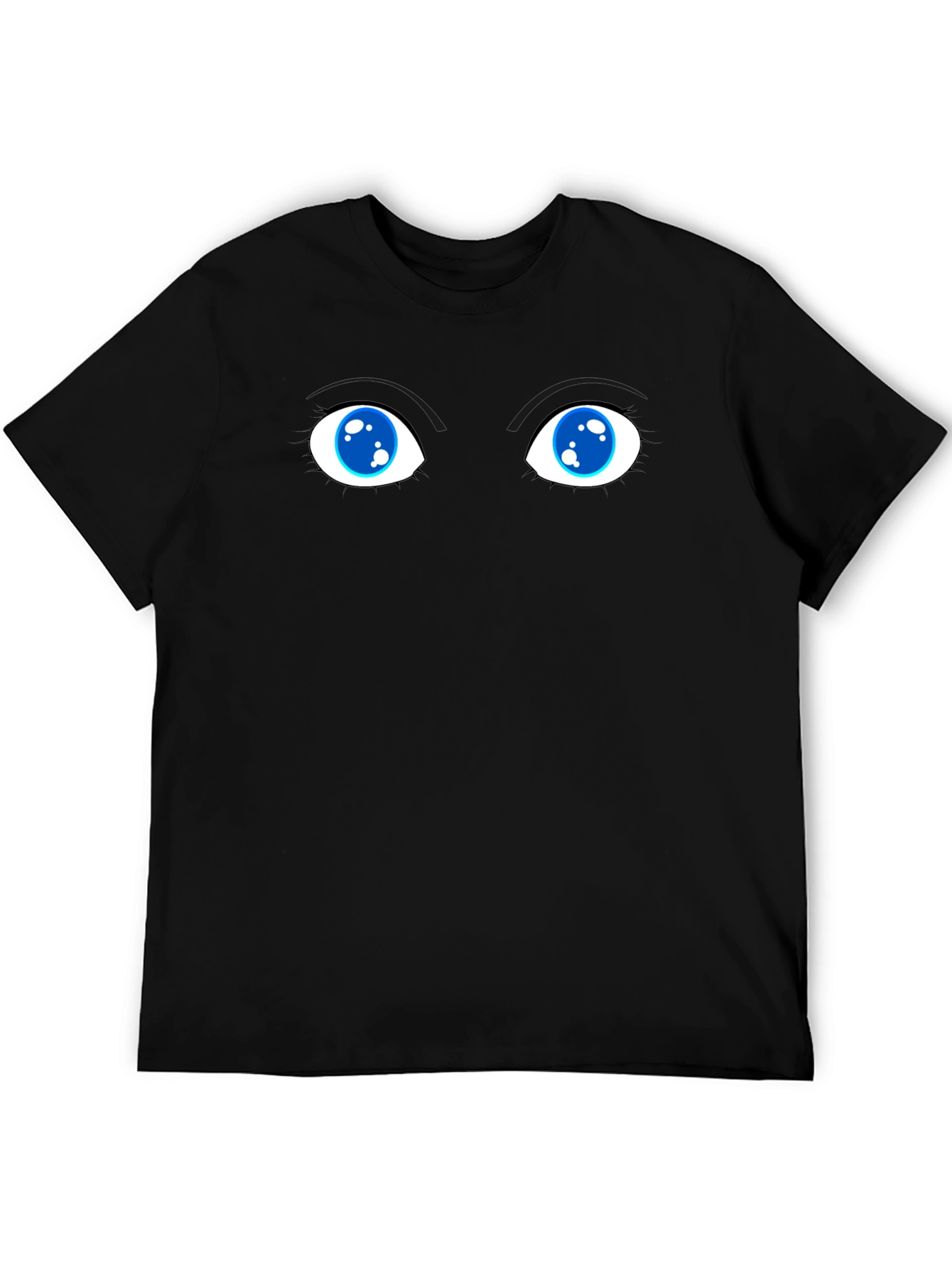 Whimsical Eyes Graphic Tee - Black Cotton Blend