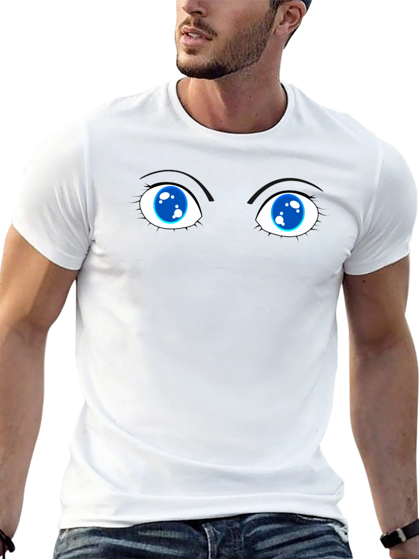 Whimsical Eyes Graphic Tee - Black Cotton Blend