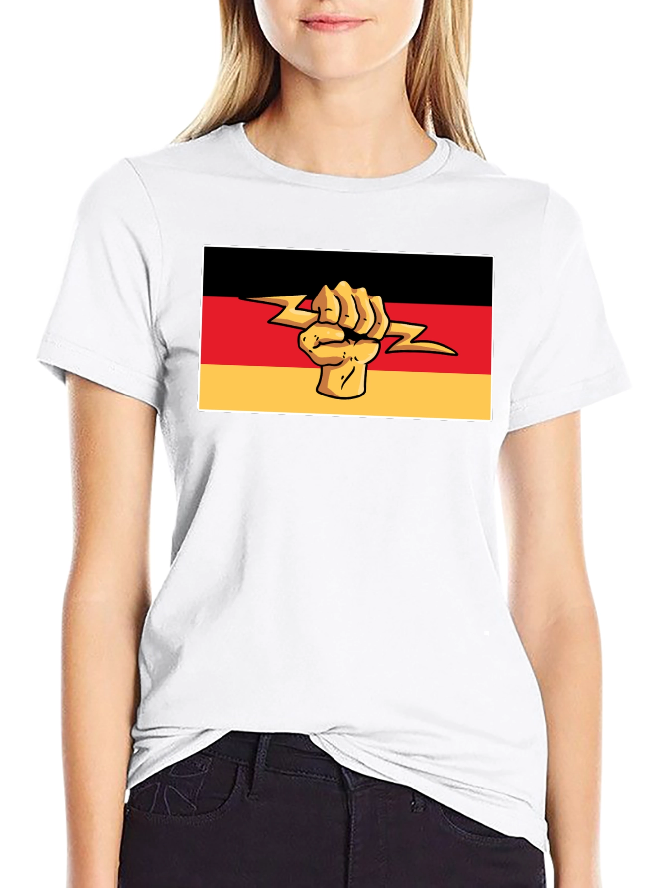 German Flag Fist Lightning Bolt Graphic T-Shirt