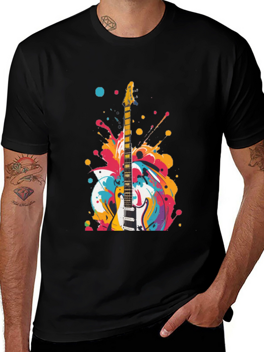 Electric Guitar Splash Graphic T-Shirt