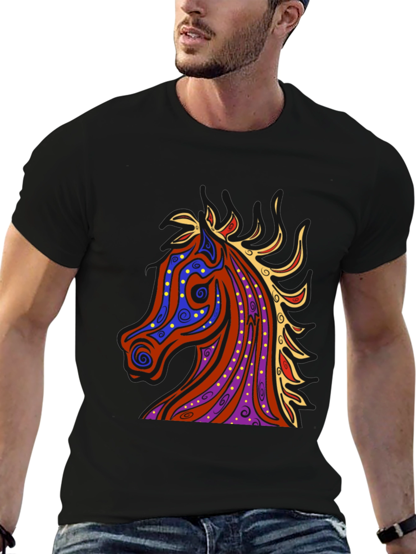 Horse Graphic Tee - Mens Black T-Shirt