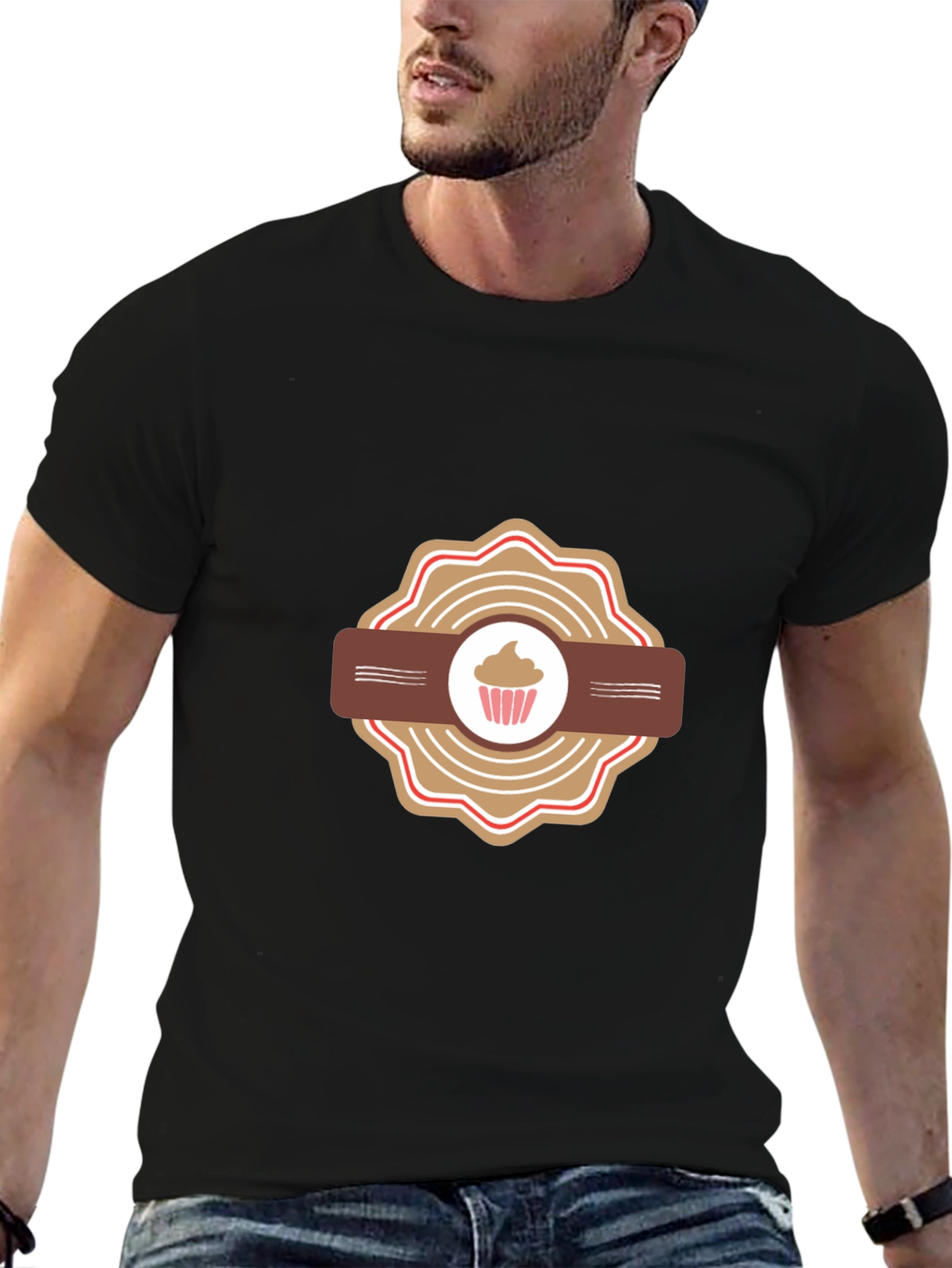 Cupcake Badge Black T-Shirt