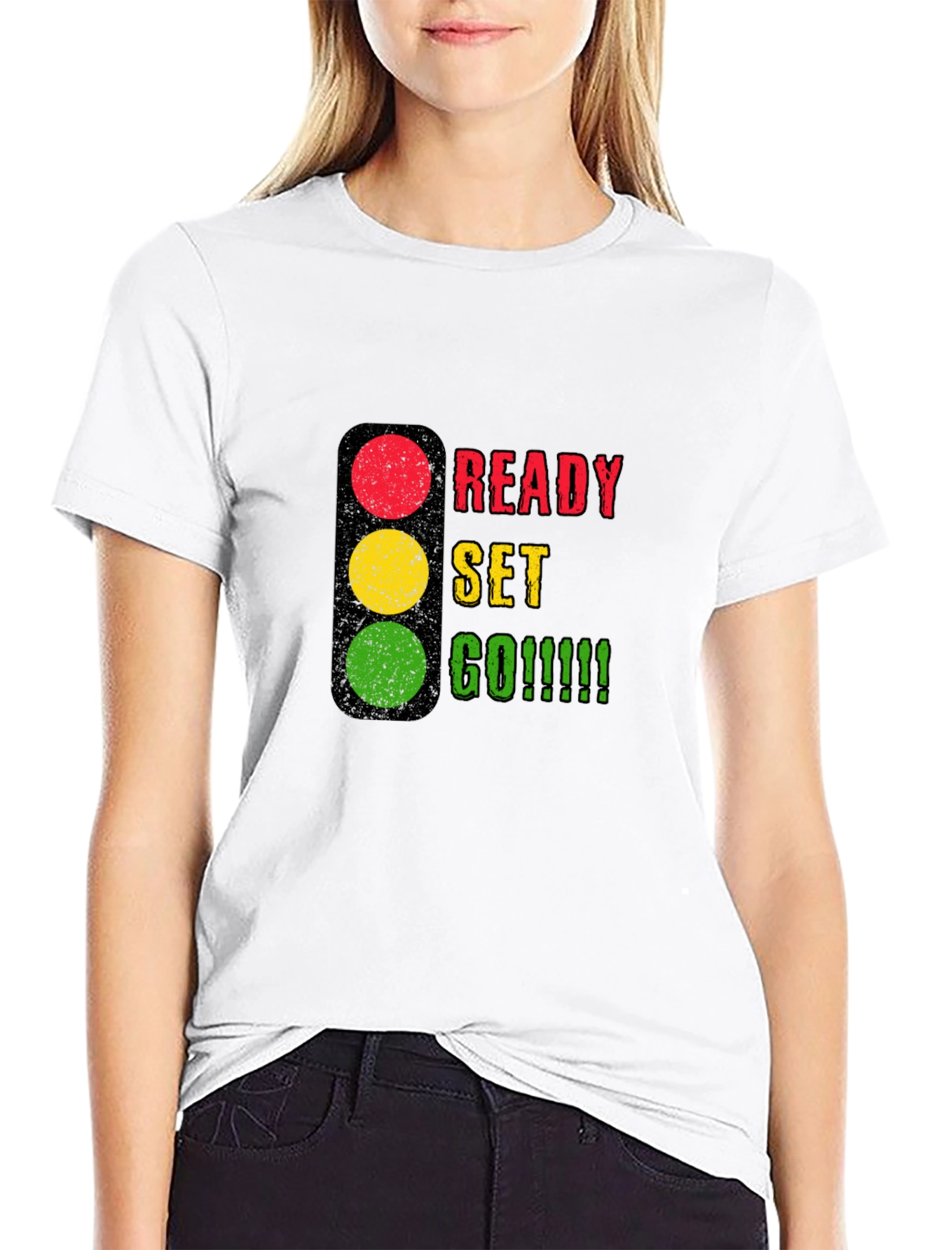 Ready Set Go Graphic Tee - Black Cotton T-Shirt