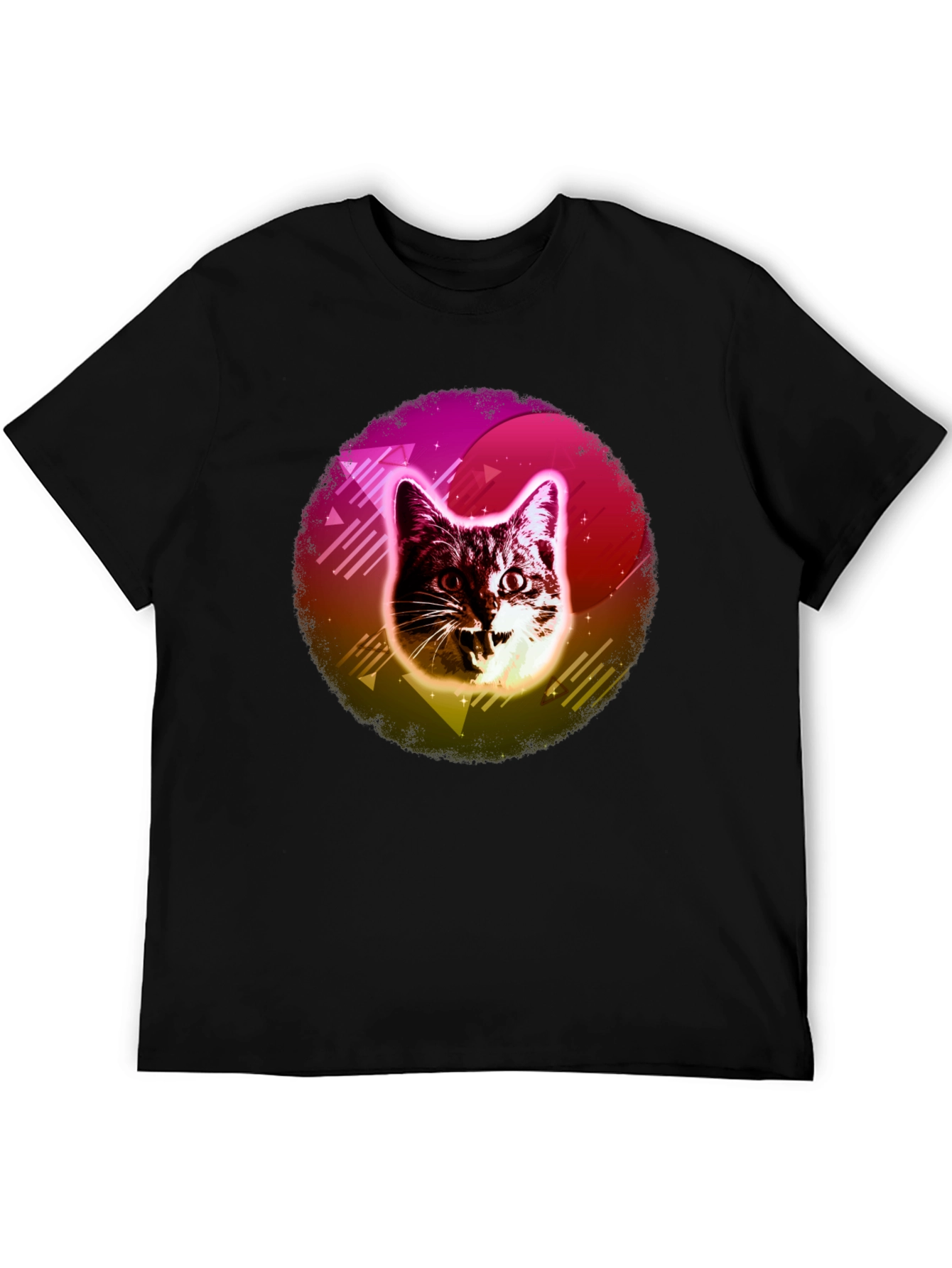 Retro Cat Graphic Tee - 80s Style