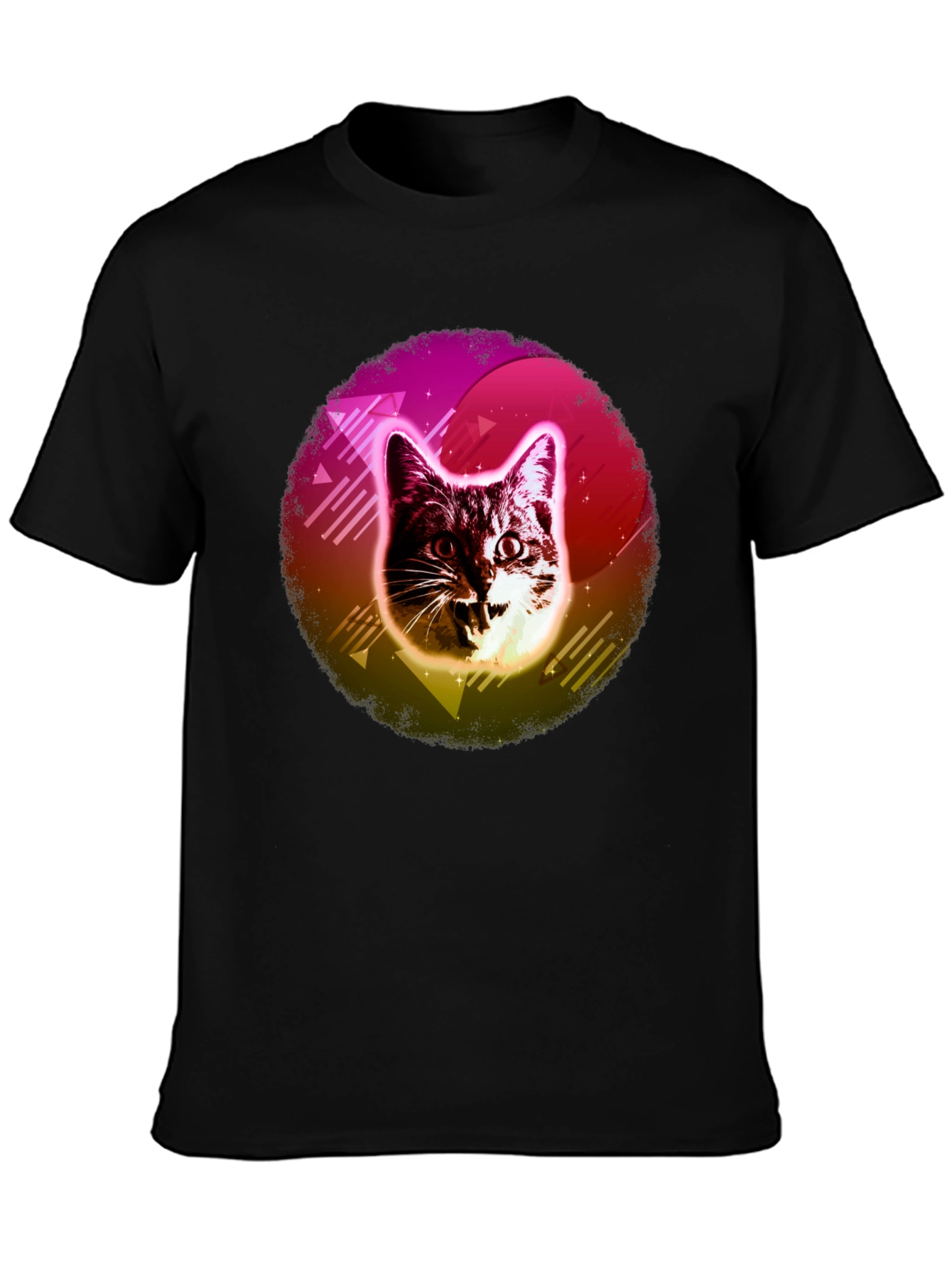 Retro Cat Graphic Tee - 80s Style