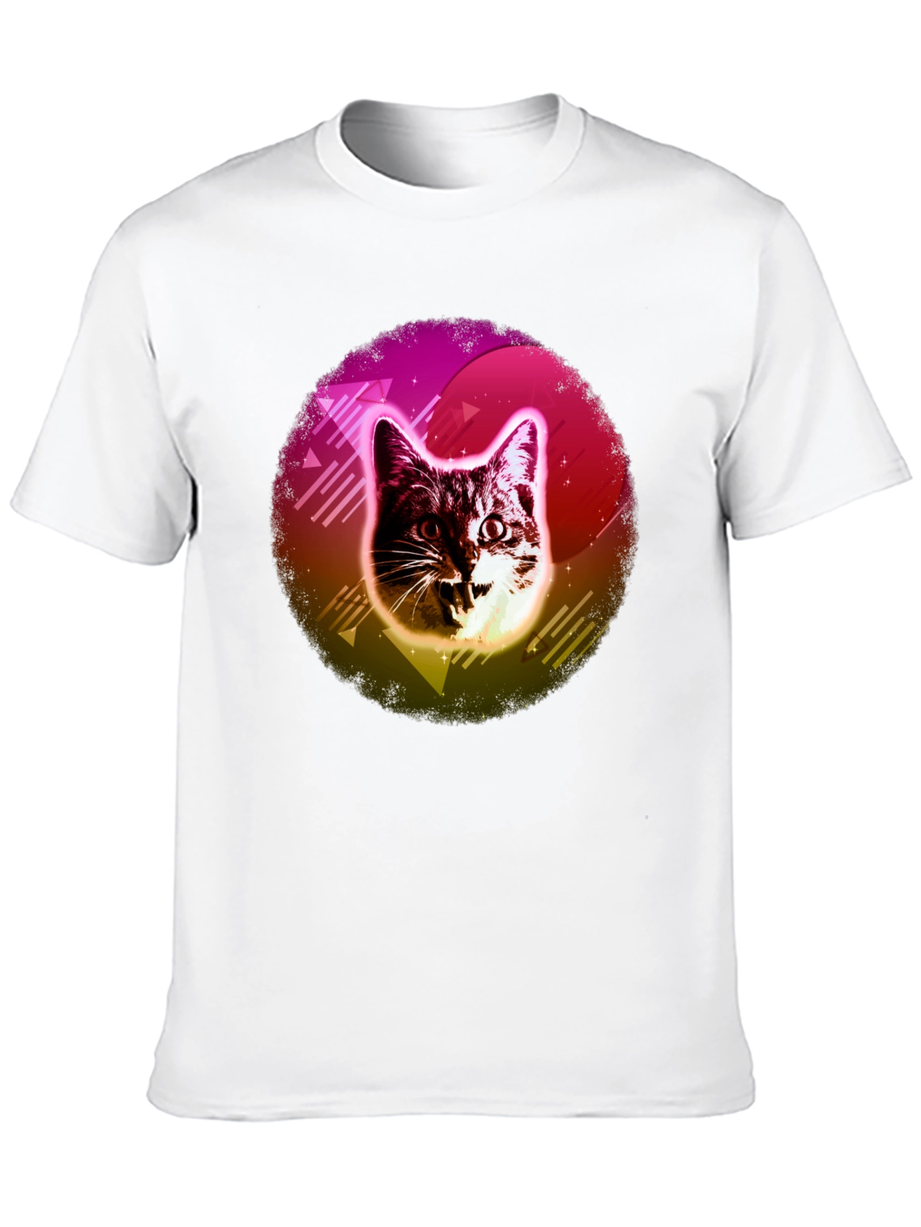 Retro Cat Graphic Tee - 80s Style